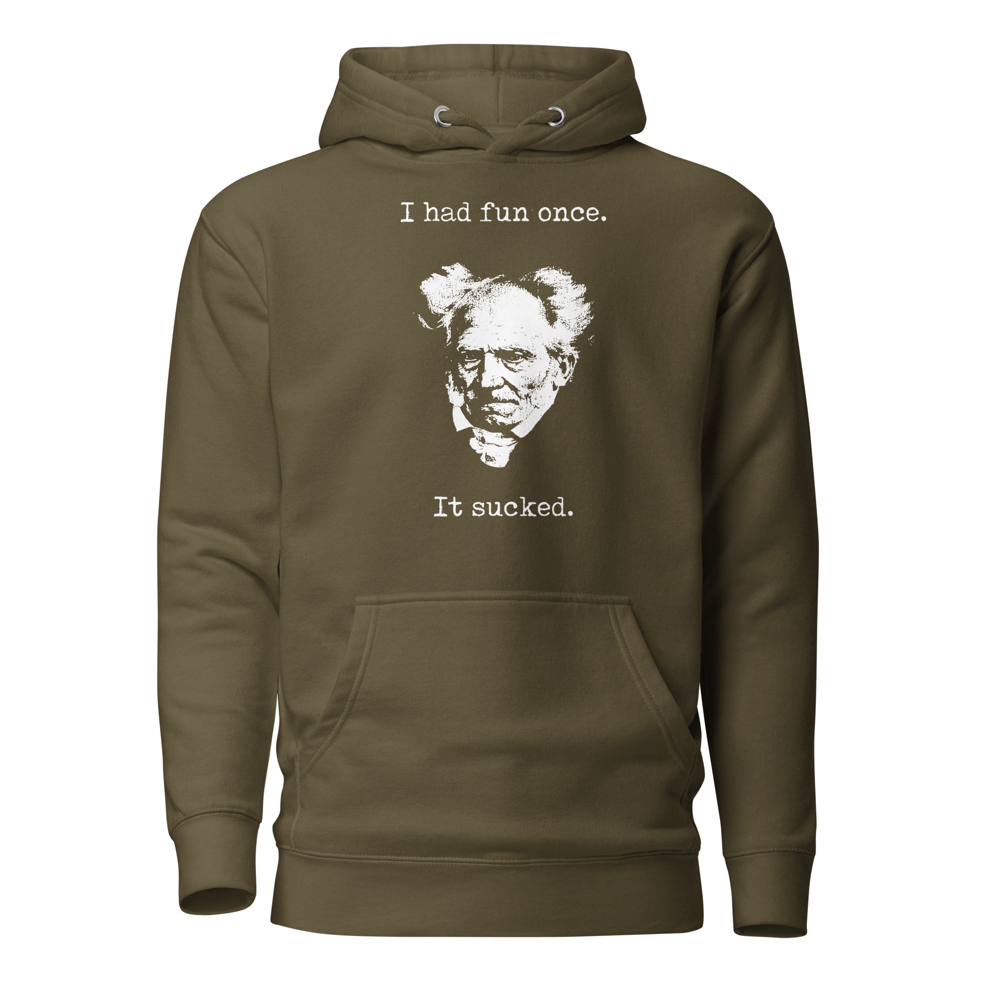 Schopenhauer - I Had Fun Once - It Sucked - Premium Hoodie-Premium Hoodie-The Philosopher's Shirt