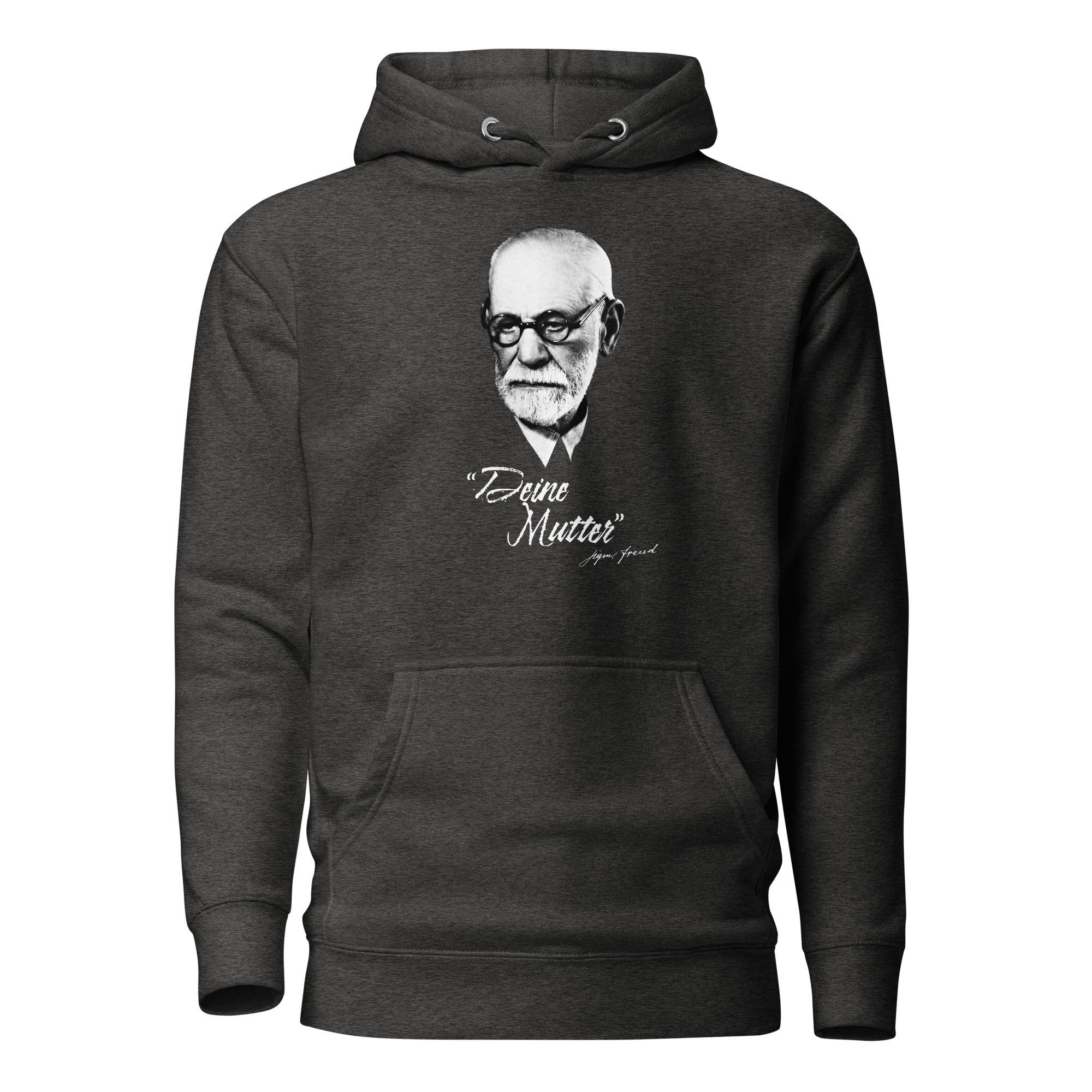 Sigmund Freud - Deine Mutter (DE) - Premium Hoodie - Charcoal Heather - The Philosopher's Shirt