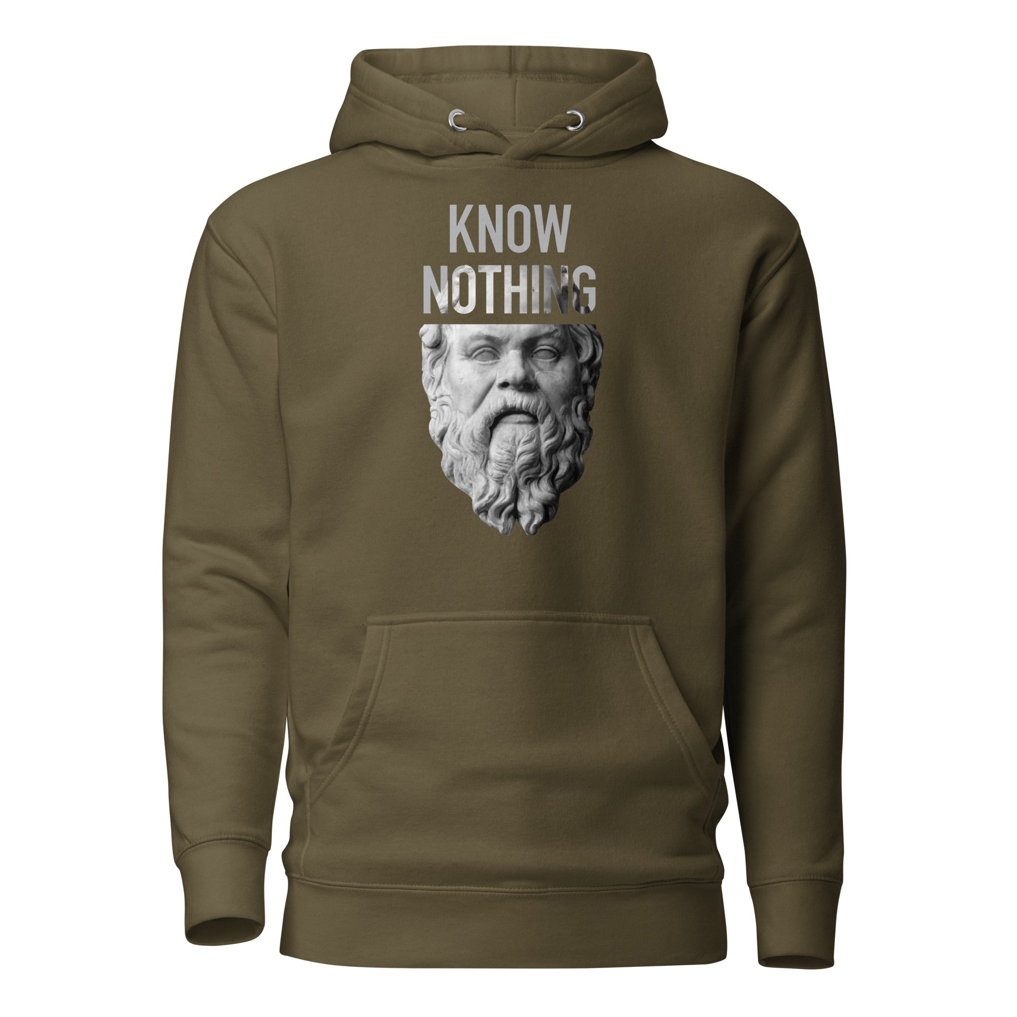 Socrates - Know Nothing - Premium Hoodie - Military Green - The Philosopher's Shirt