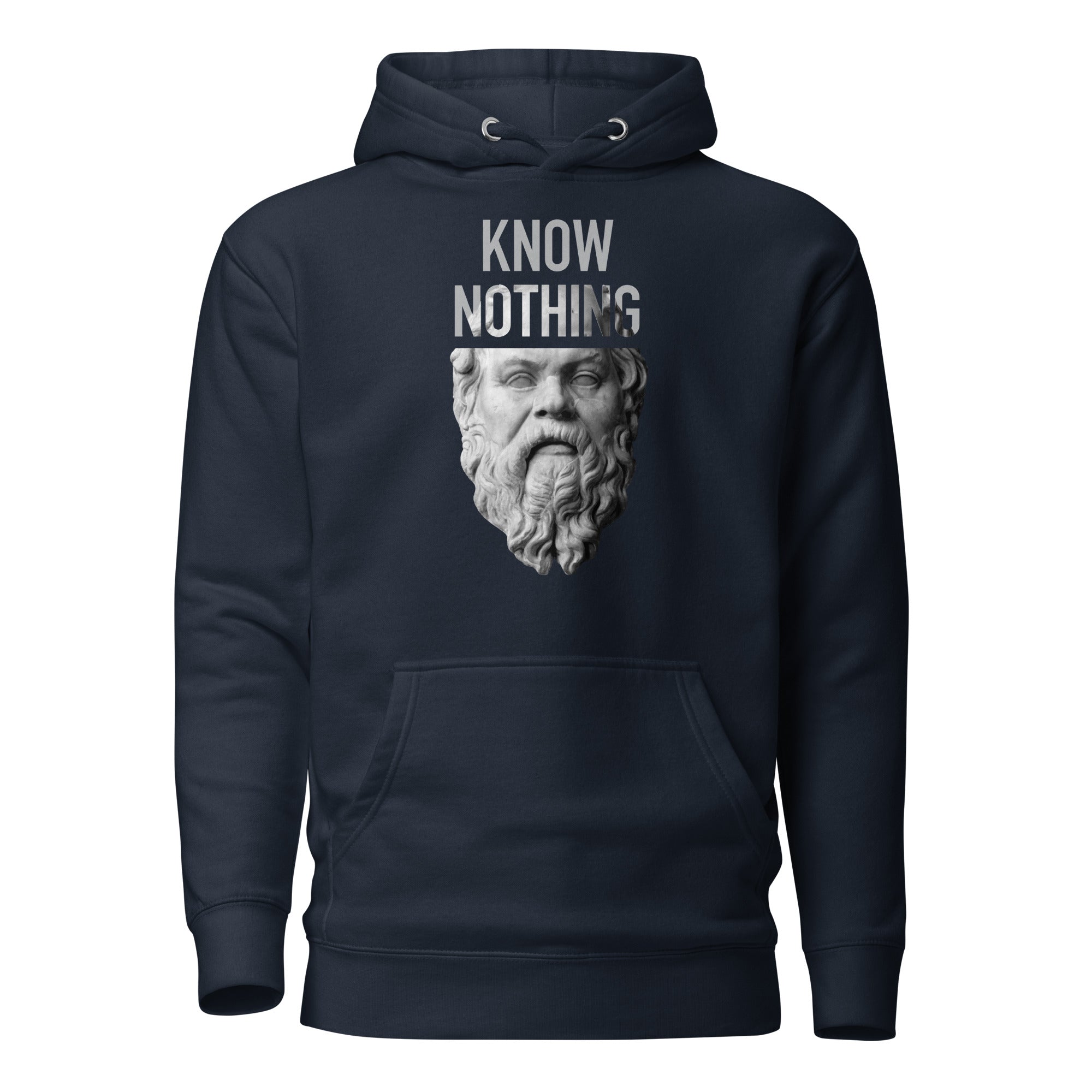 Socrates - Know Nothing - Premium Hoodie - Navy Blazer - The Philosopher's Shirt