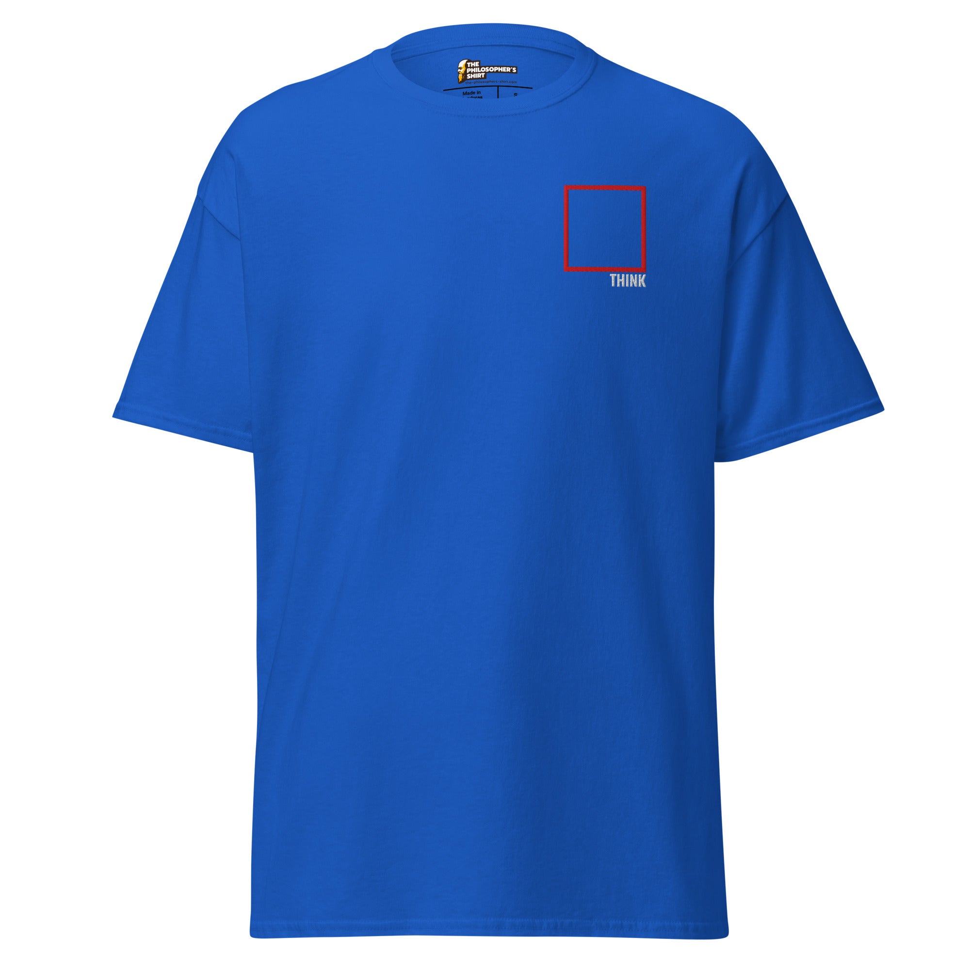 Think Outside the Box - Embroidered - Unisex Classic T-Shirt-Embroidered Classic T-Shirt-The Philosopher's Shirt