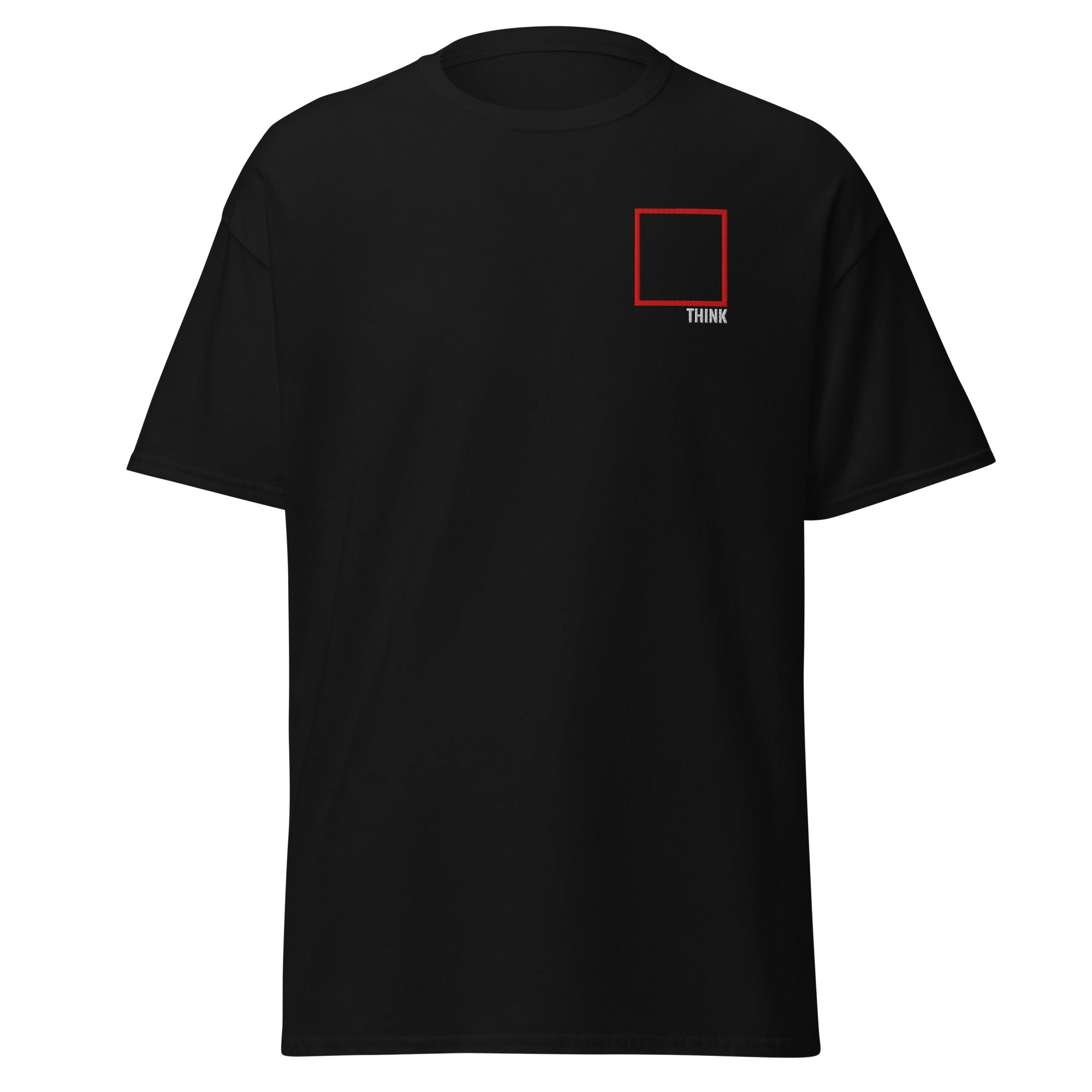 Think Outside the Box - Embroidered - Unisex Classic T-Shirt-Embroidered Classic T-Shirt-The Philosopher's Shirt