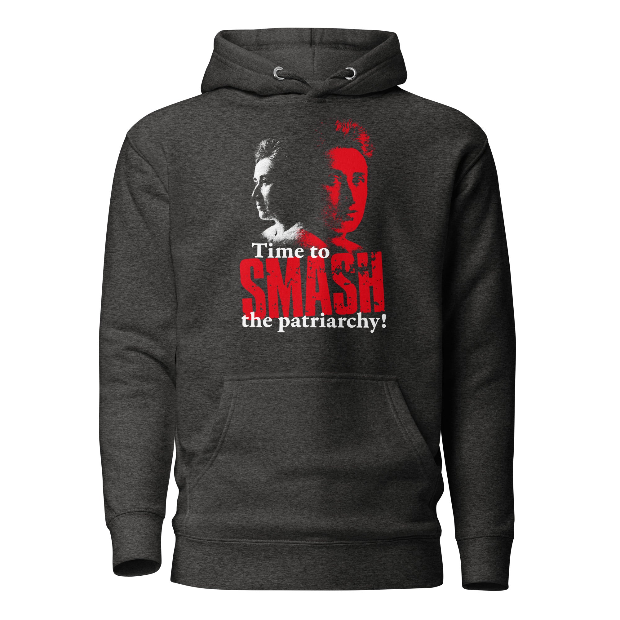 Time to SMASH the patriarchy! by Rosa Luxemburg - Premium Hoodie - Charcoal Heather - The Philosopher's Shirt