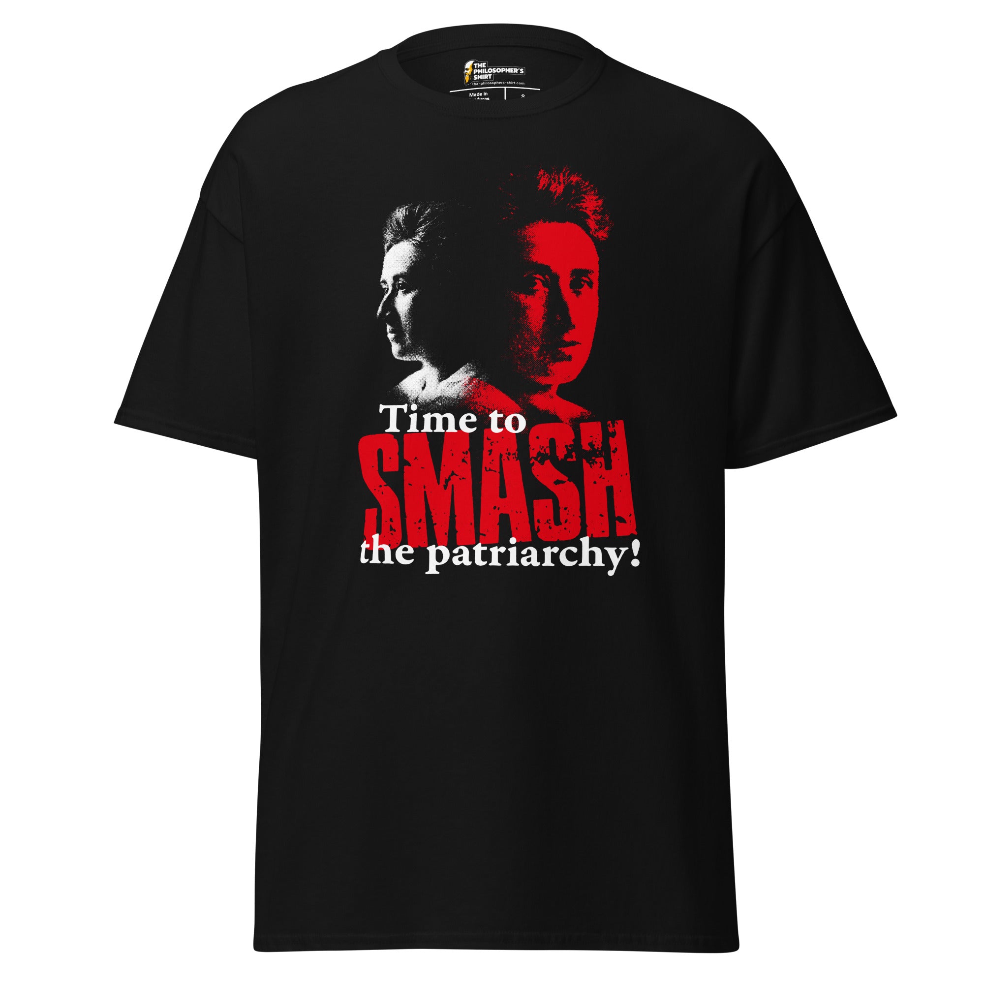 Time to SMASH the patriarchy! by Rosa Luxemburg - Unisex Classic T-Shirt - Black - The Philosopher's Shirt