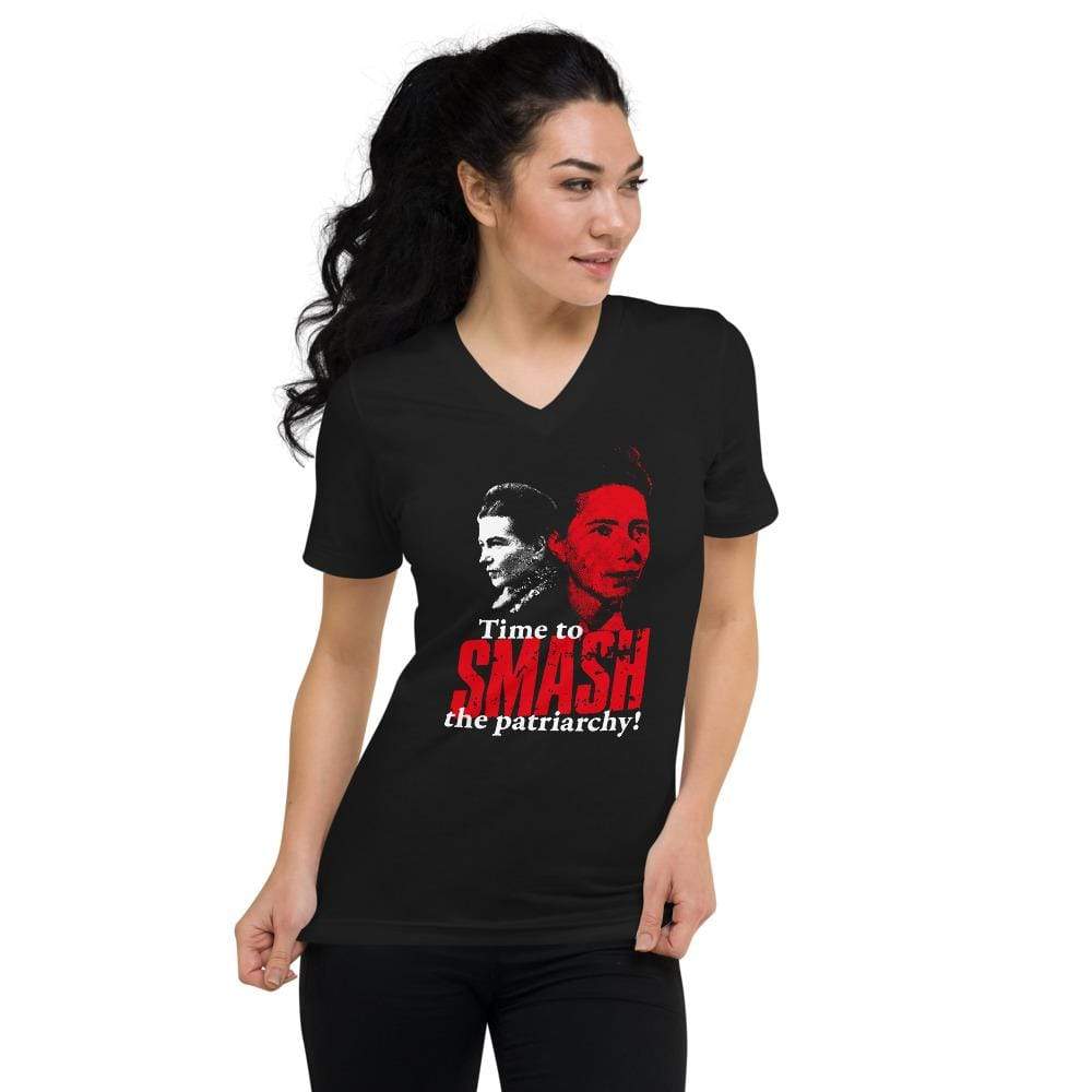 Time to SMASH the patriarchy! by Simone de Beauvoir - Unisex V-Neck T-Shirt