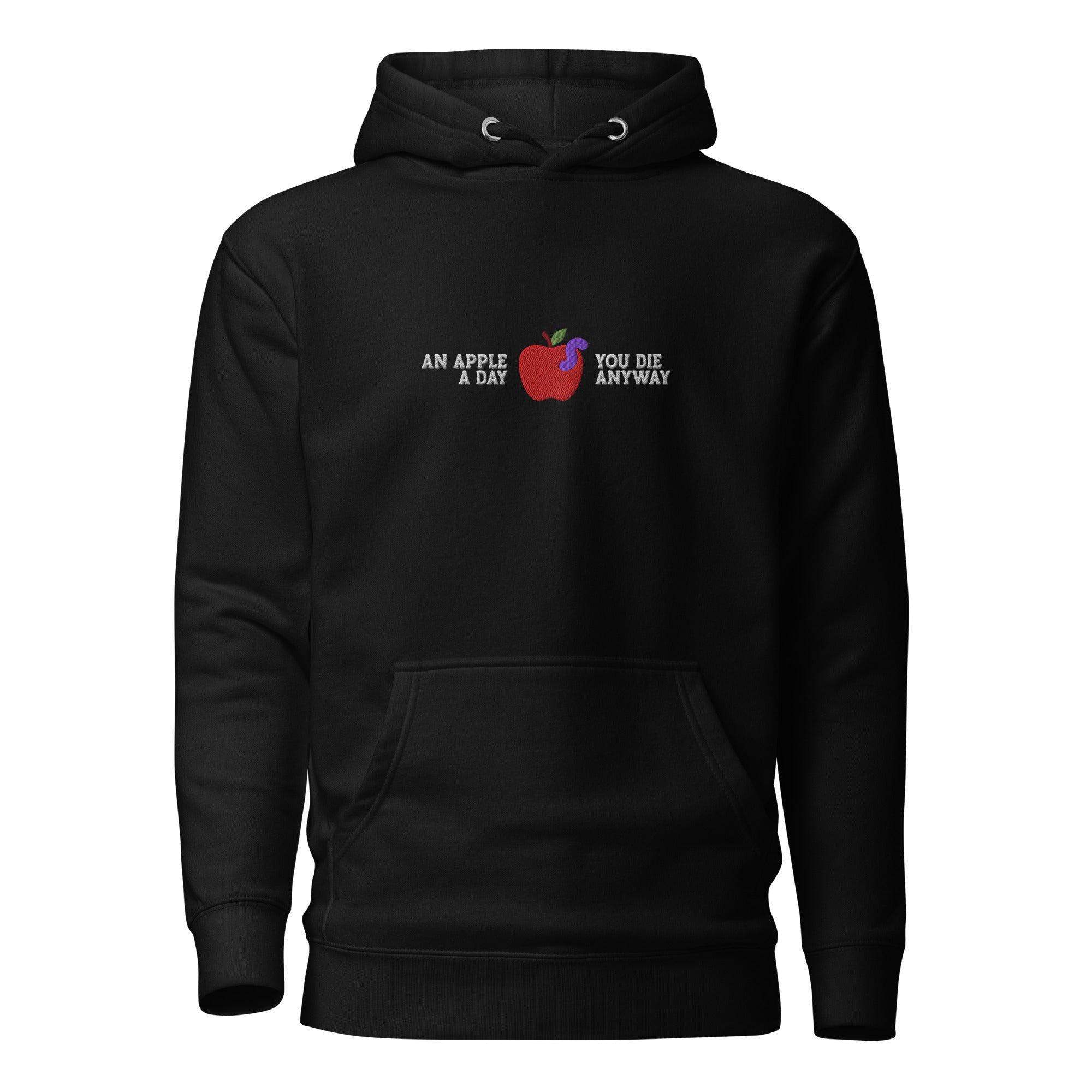 An Apple a Day - Embroidered - Premium Hoodie - Black - The Philosopher's Shirt