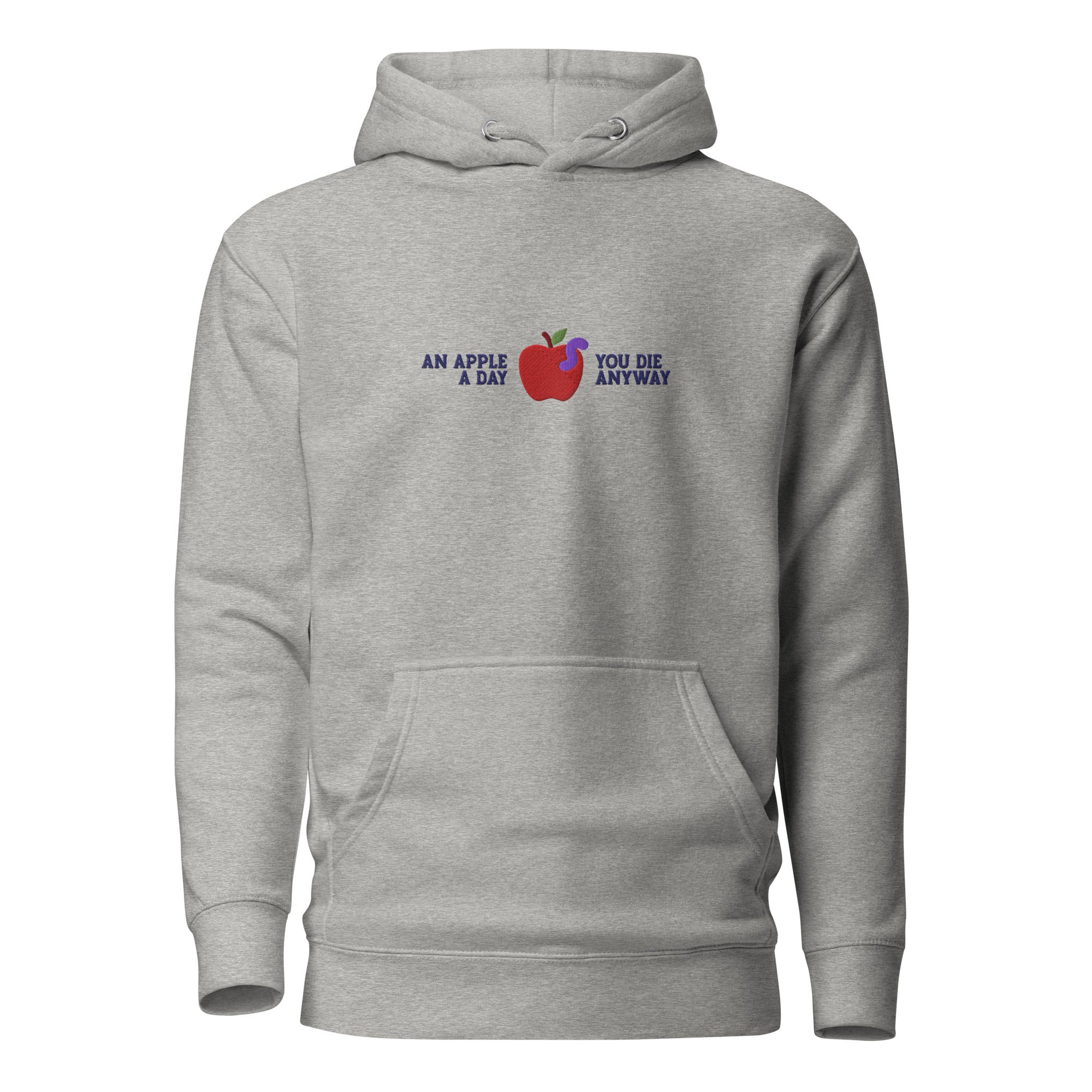 An Apple a Day - Embroidered - Premium Hoodie - Carbon Grey - The Philosopher's Shirt