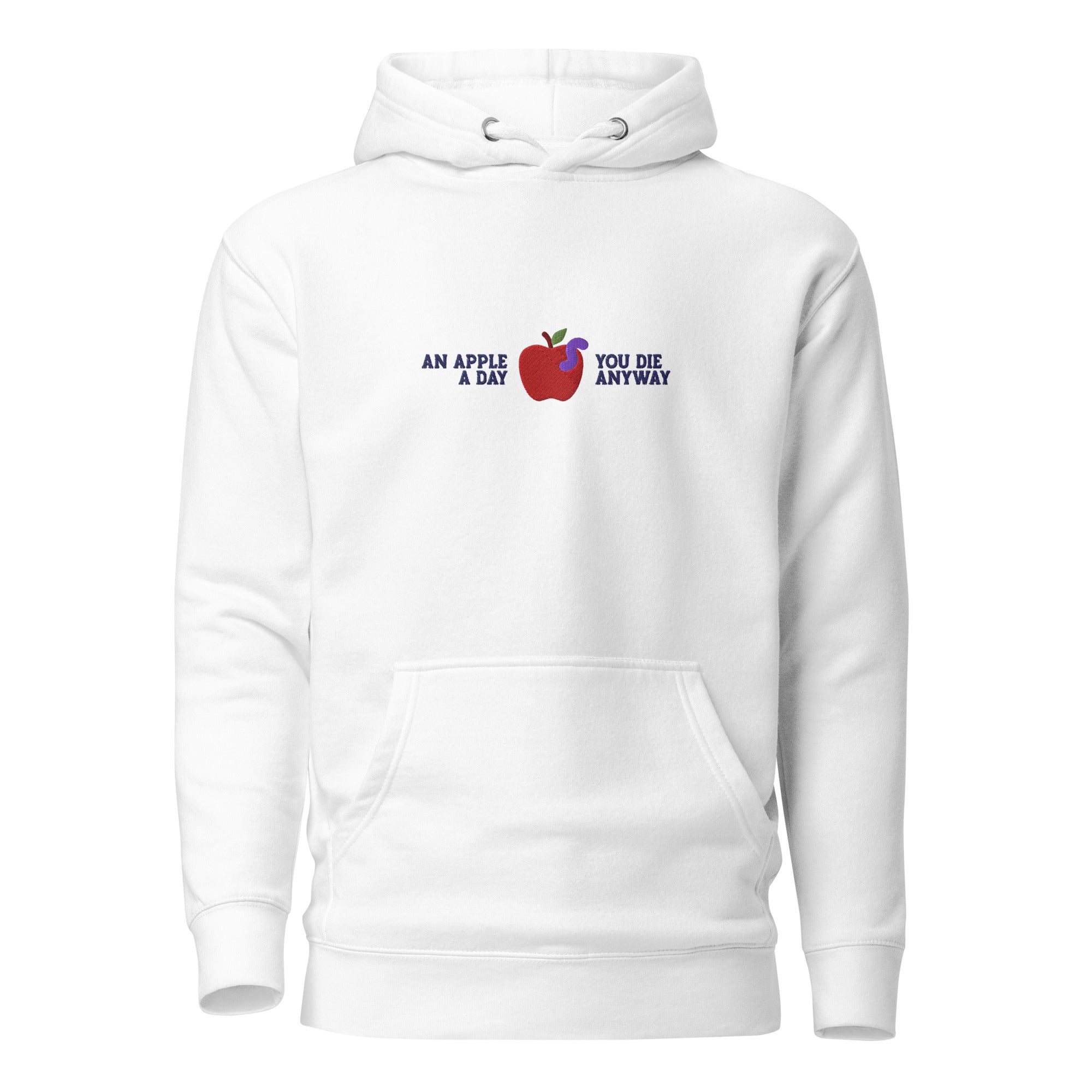 An Apple a Day - Embroidered - Premium Hoodie - White - The Philosopher's Shirt