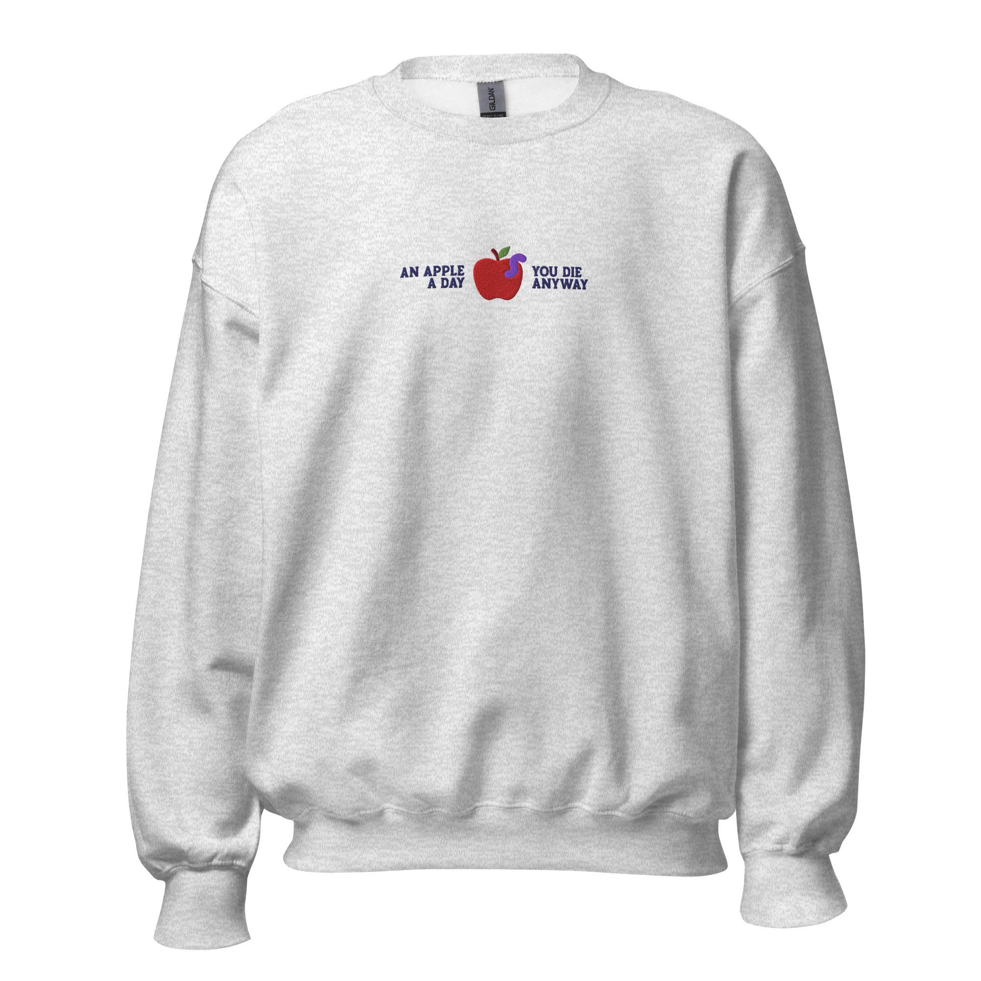An Apple a Day - Embroidered - Sweatshirt - Ash - The Philosopher's Shirt