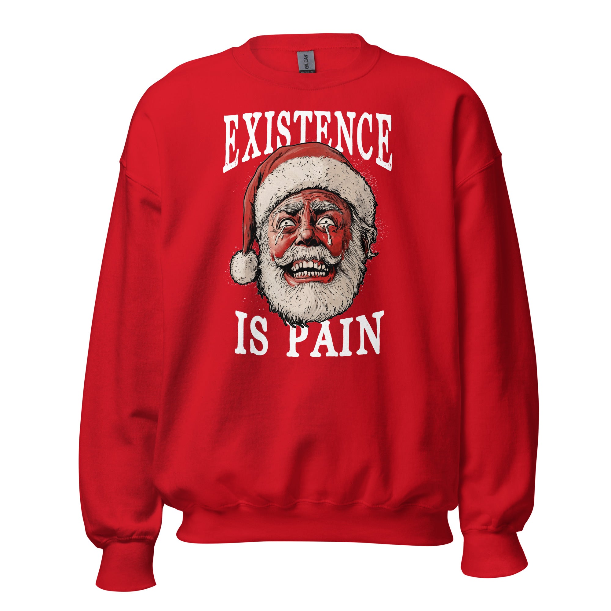 Anonymous Santa - Existence is Pain - Sweatshirt - Red - The Philosopher's Shirt