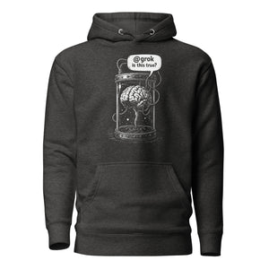 Brain in a vat asking AI - Premium Hoodie
