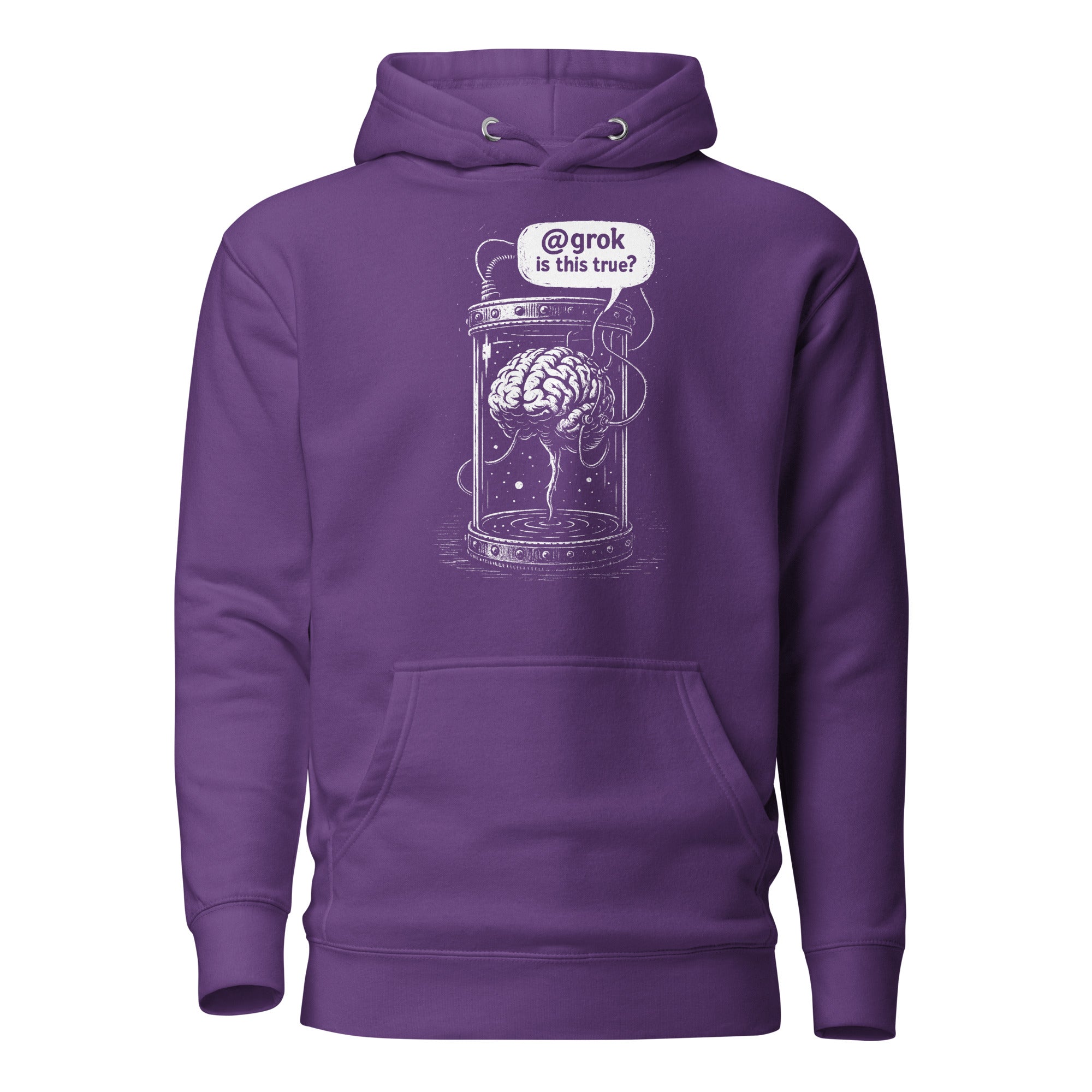 Brain in a vat asking AI - Premium Hoodie - Purple - The Philosopher's Shirt