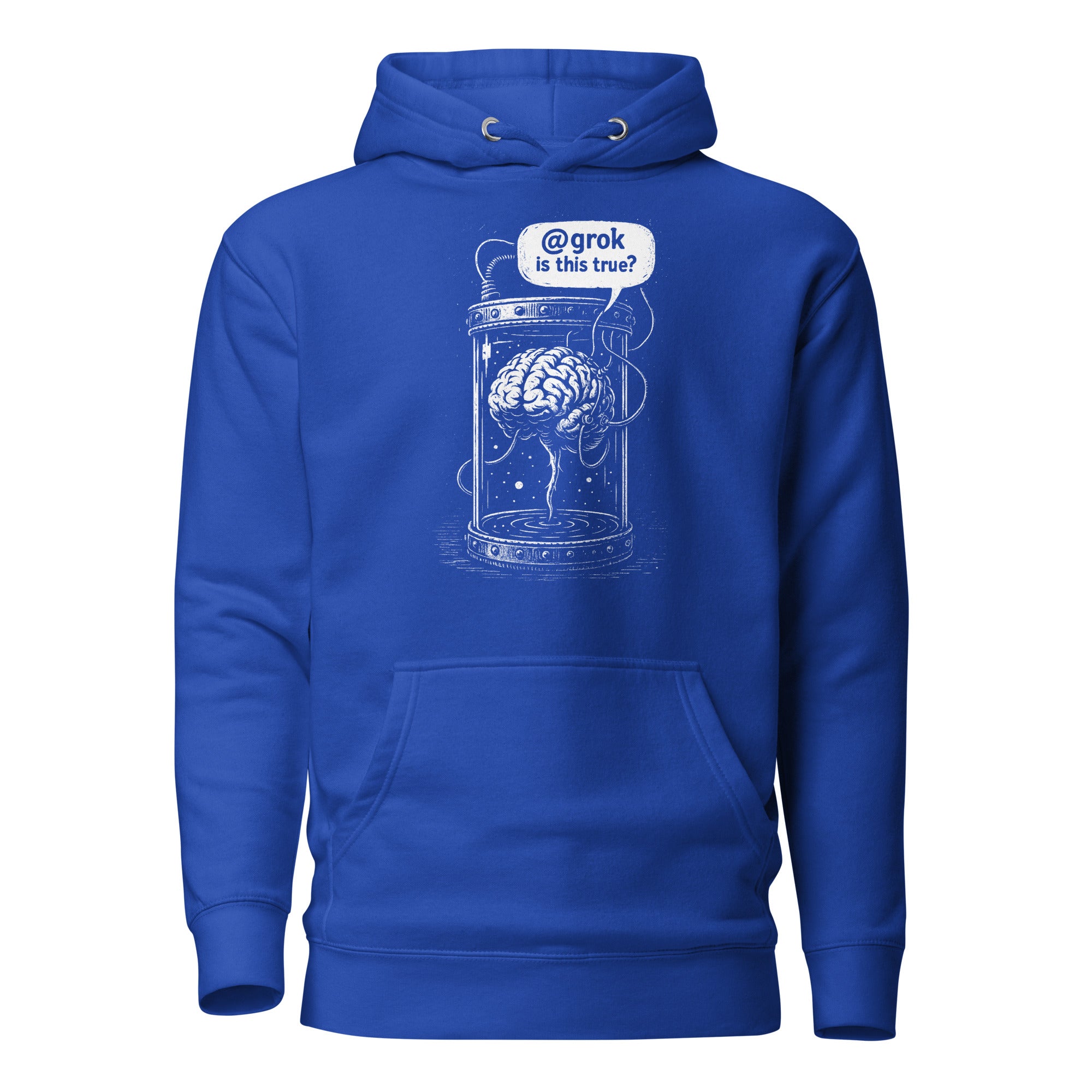 Brain in a vat asking AI - Premium Hoodie - Team Royal - The Philosopher's Shirt