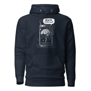 Brain in a vat asking AI - Premium Hoodie