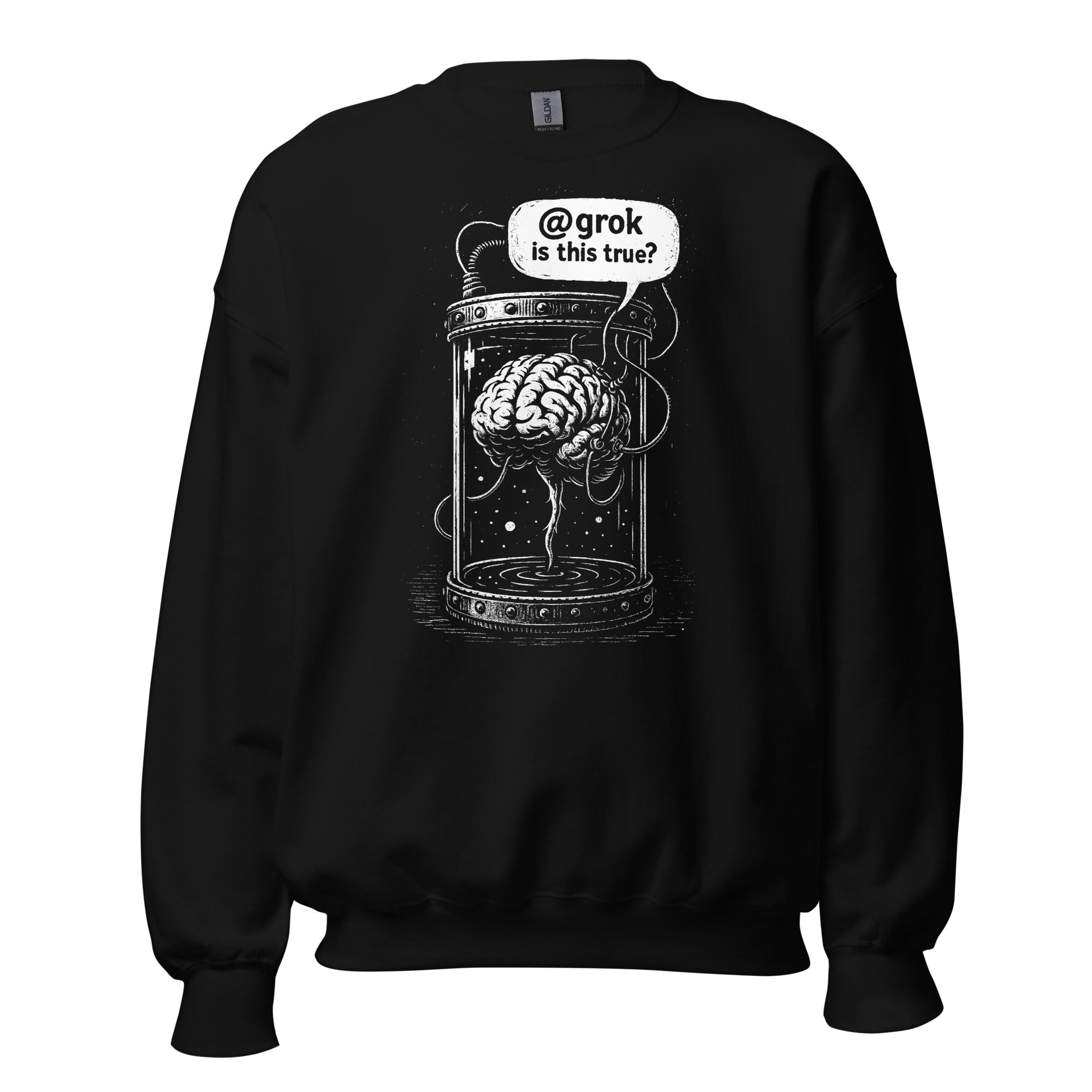 Brain in a vat asking AI - Sweatshirt - Black - The Philosopher's Shirt