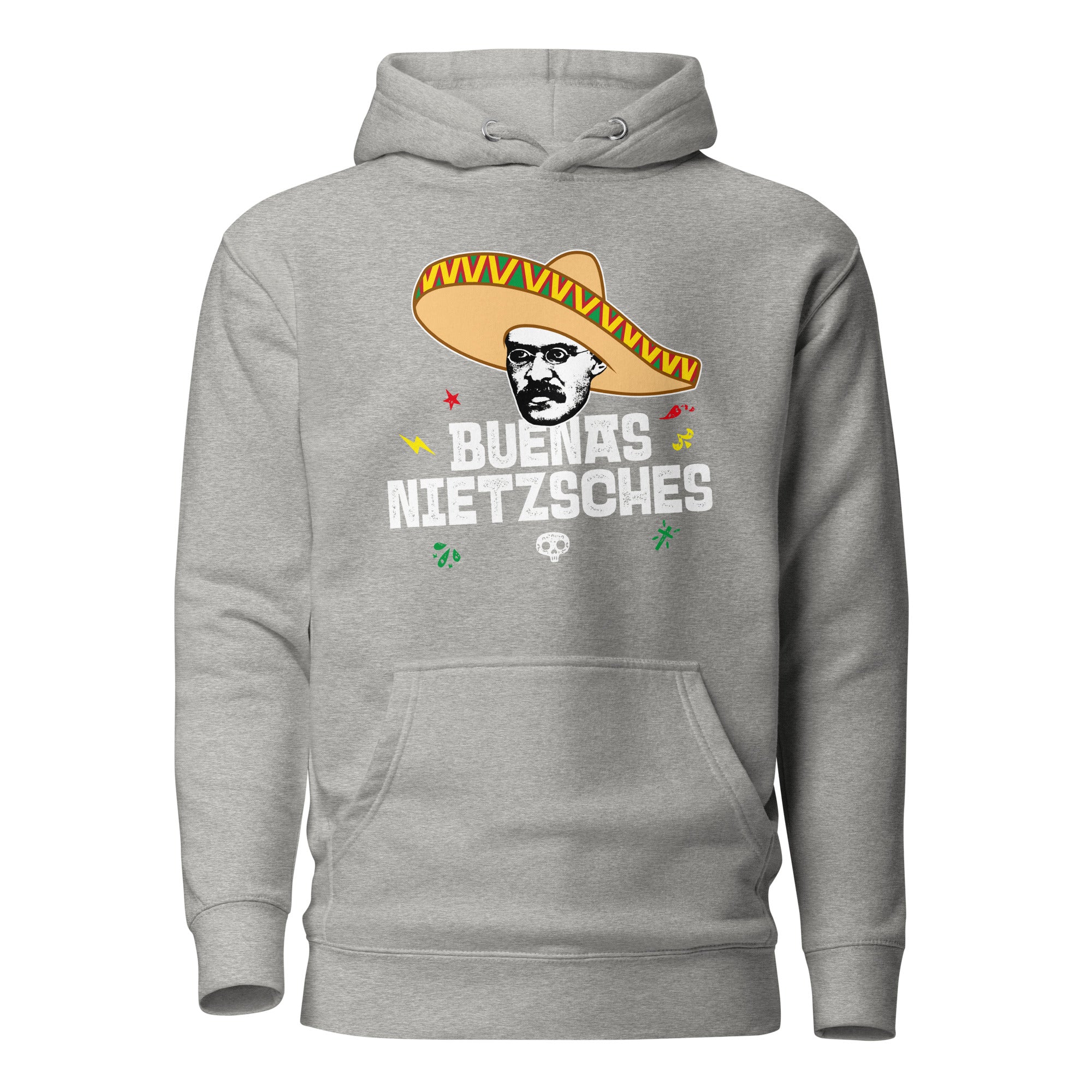 Buenas Nietzsches - Premium Hoodie - Carbon Grey - The Philosopher's Shirt