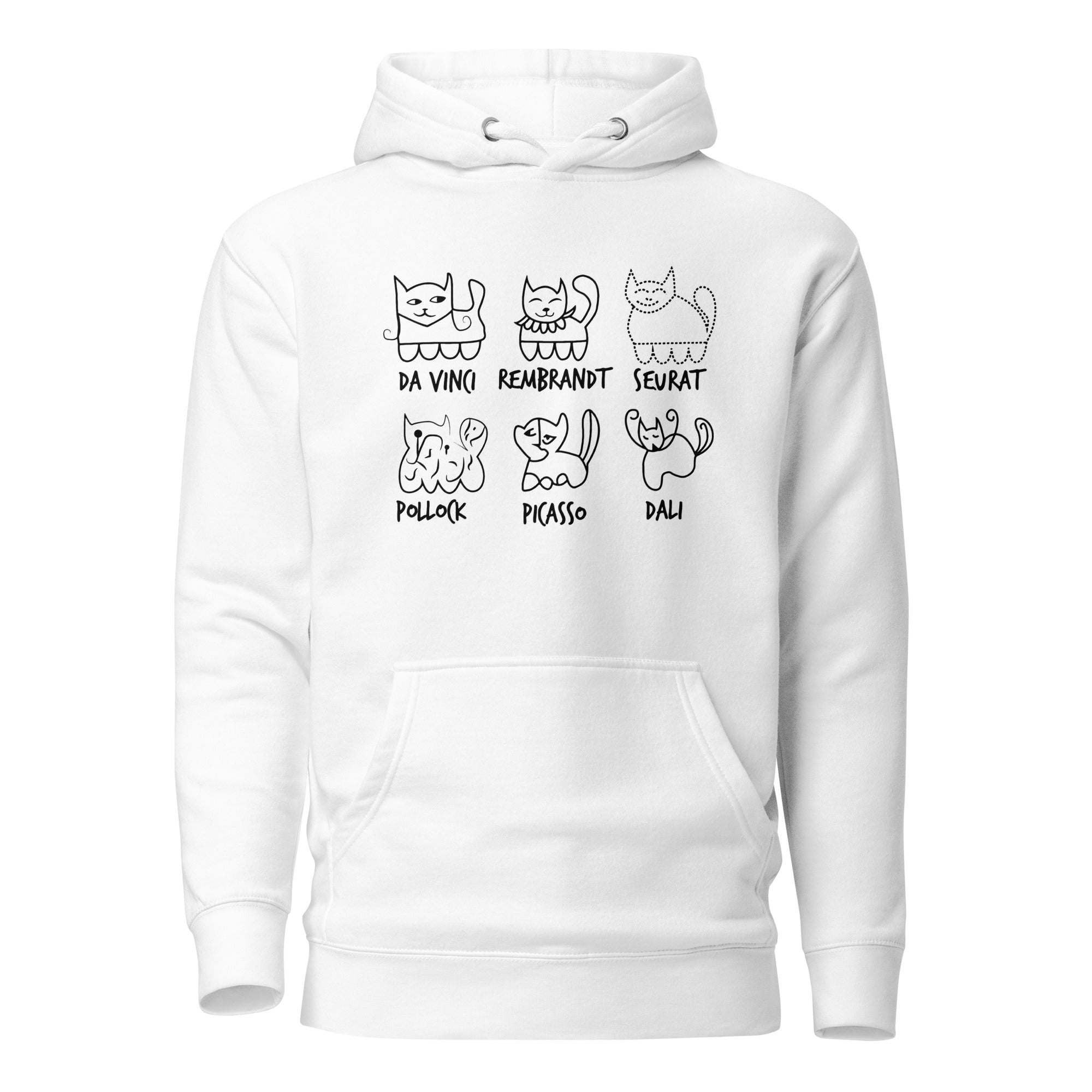 Cat by Artist - Premium Hoodie - White - The Philosopher's Shirt