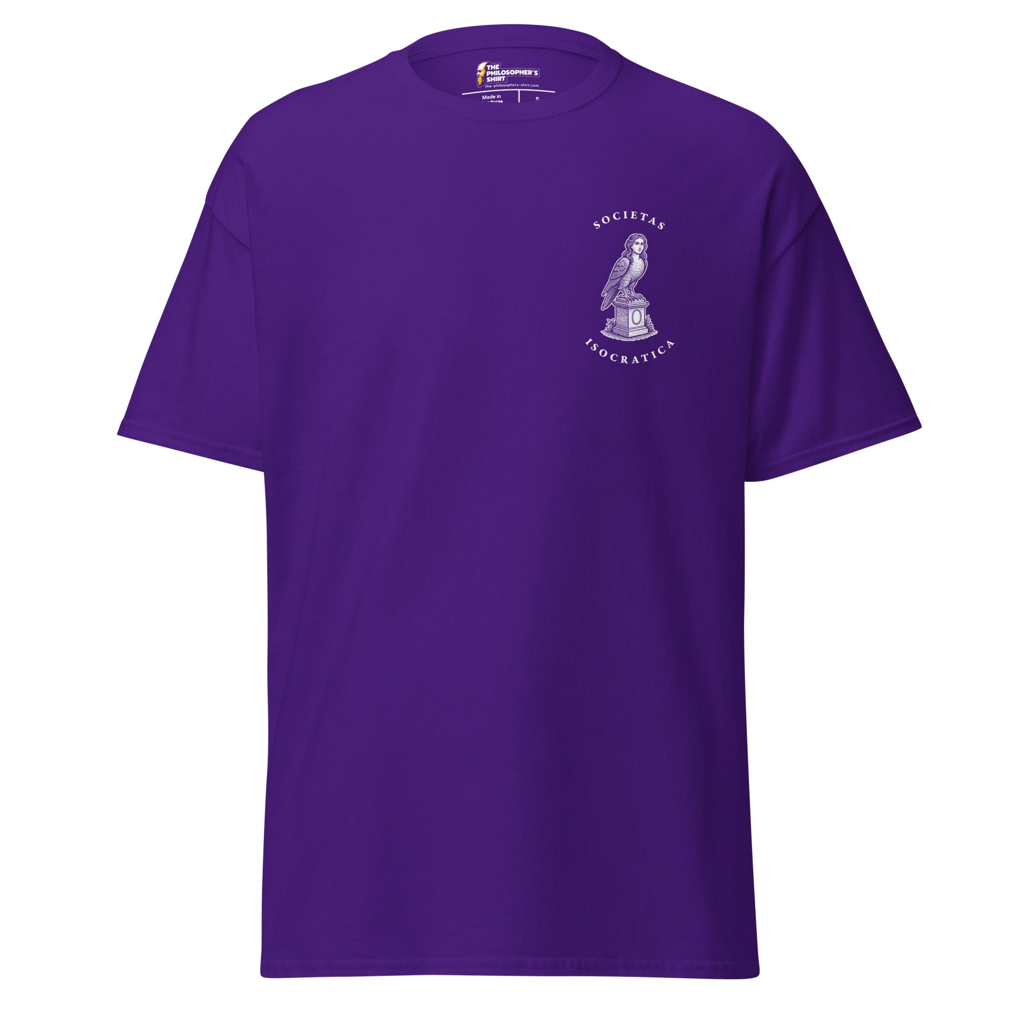 Club Isocrates - Front & Back Print - Unisex Classic T-Shirt - Purple - The Philosopher's Shirt