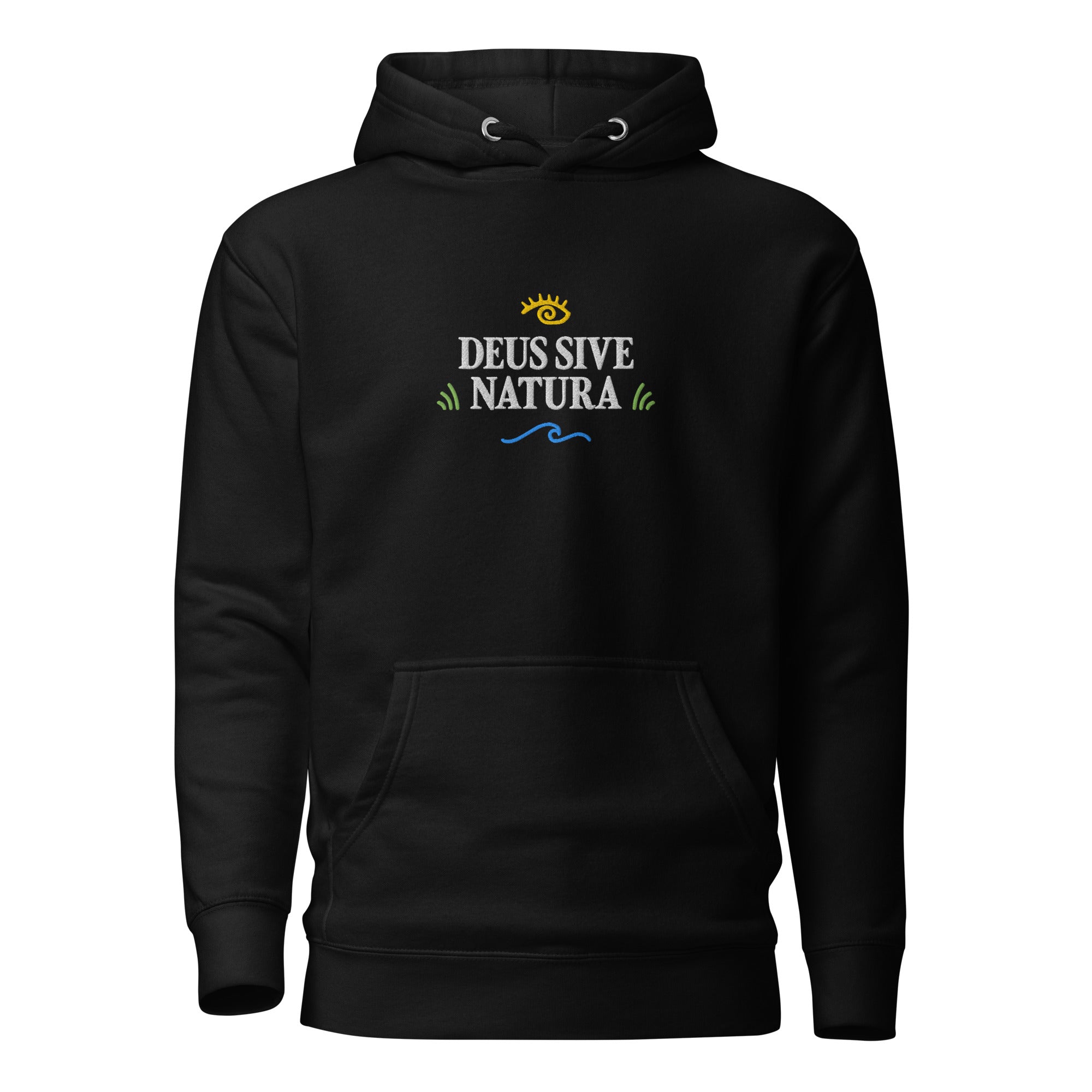 Deus Sive Natura - Embroidered - Premium Hoodie - Black - The Philosopher's Shirt