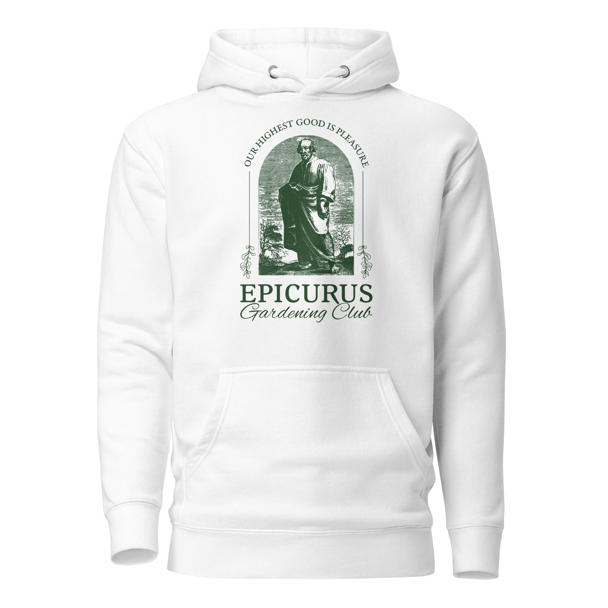 Epicurus Gardening Club - Premium Hoodie - White - The Philosopher's Shirt