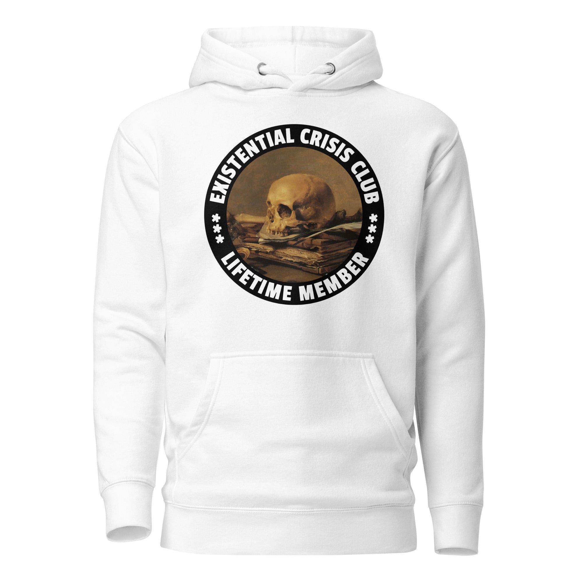 Existential Crisis Club - Lifetime Member - Premium Hoodie - White - The Philosopher's Shirt