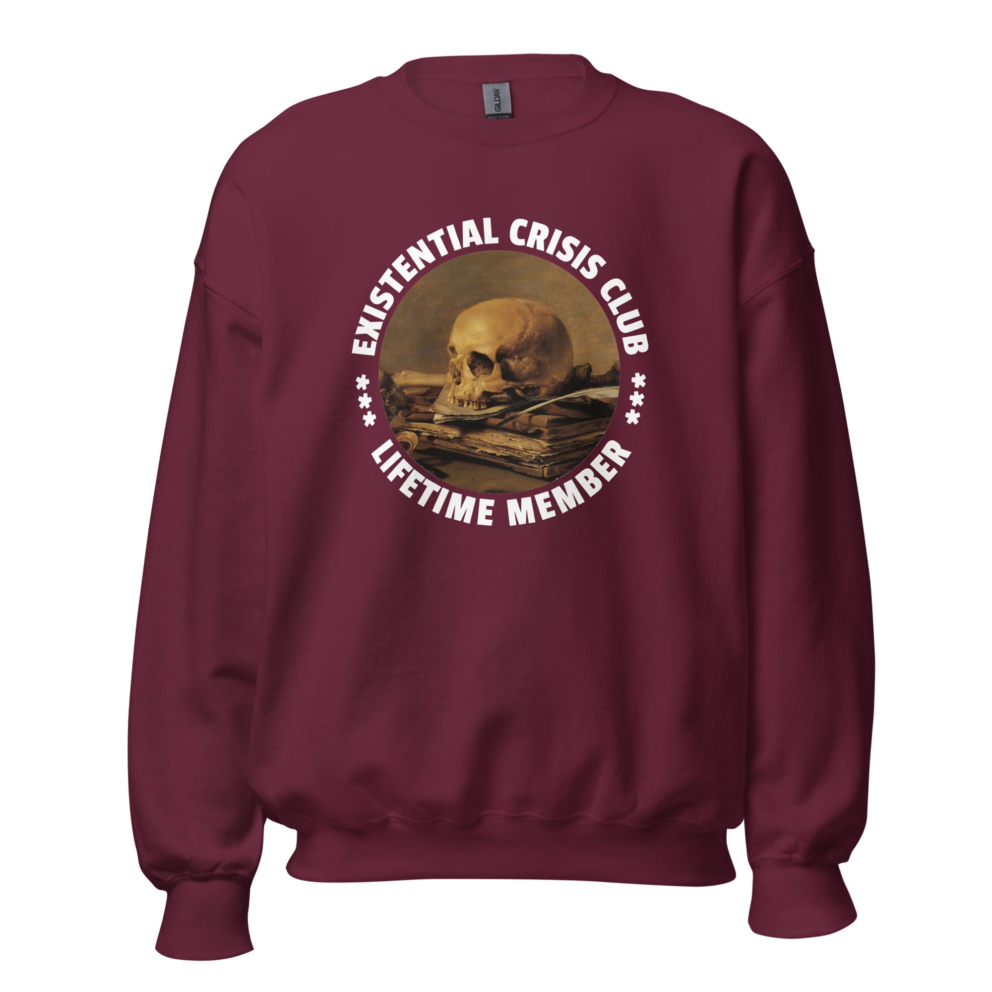 Existential Crisis Club - Lifetime Member - Sweatshirt - Maroon - The Philosopher's Shirt