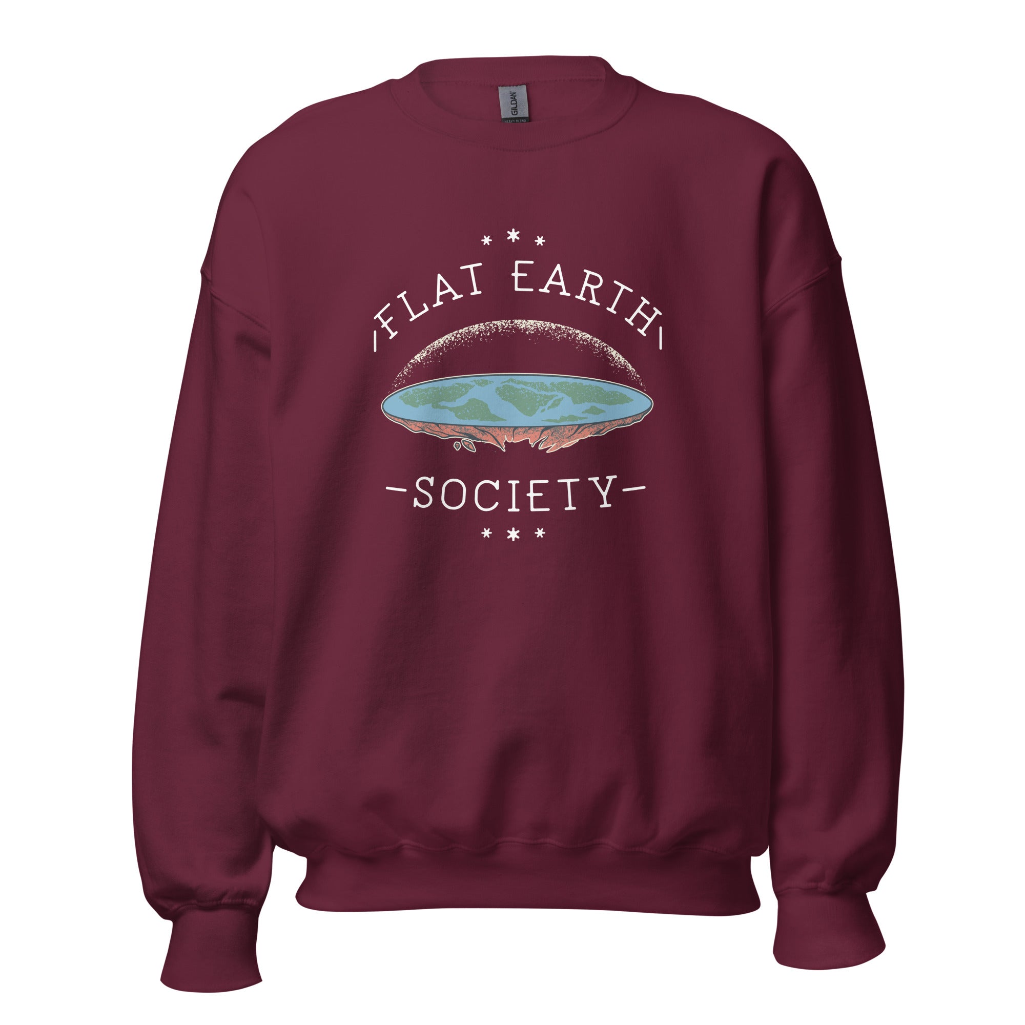 Flat Earth Society - Sweatshirt - Maroon - The Philosopher's Shirt