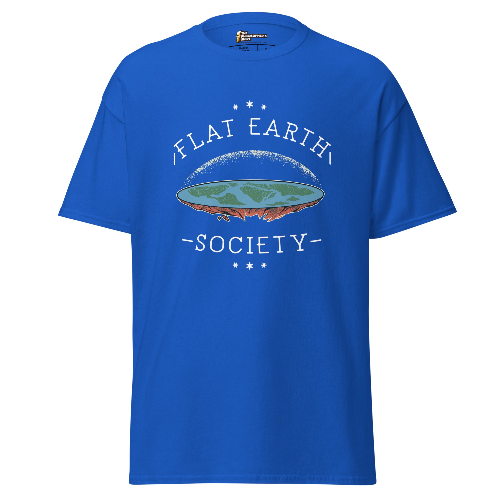 Flat Earth Society - Unisex Classic T-Shirt - Royal - The Philosopher's Shirt