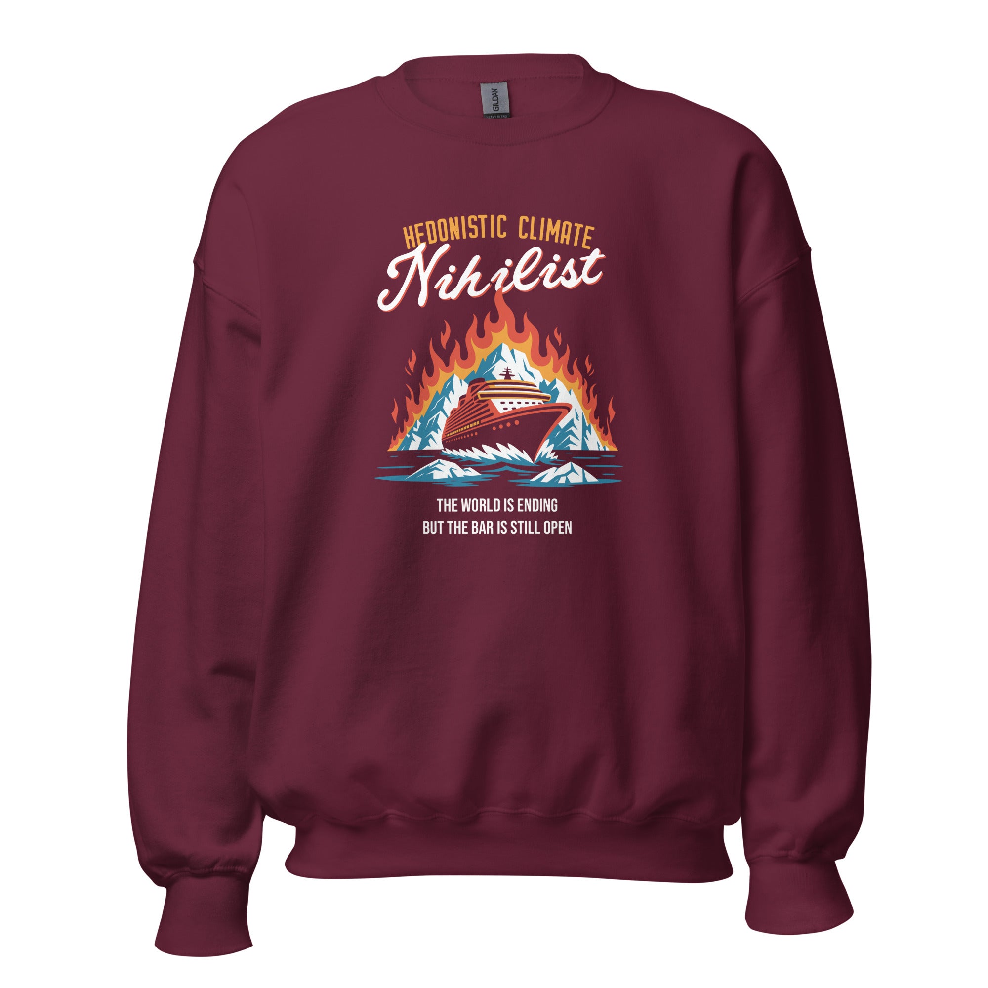 Hedonistic Climate Nihilist - Sweatshirt - Maroon - The Philosopher's Shirt