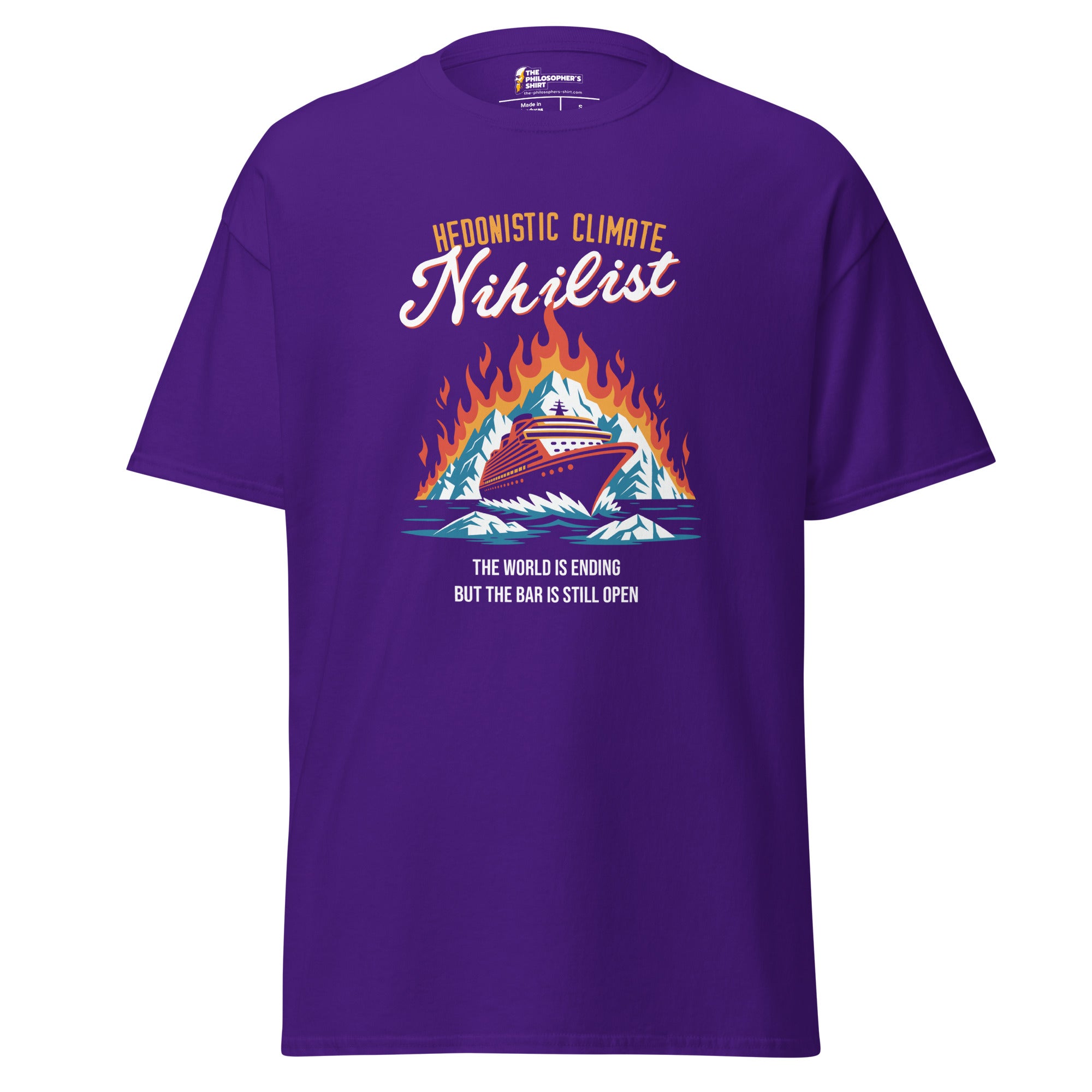 Hedonistic Climate Nihilist - Unisex Classic T-Shirt - Purple - The Philosopher's Shirt
