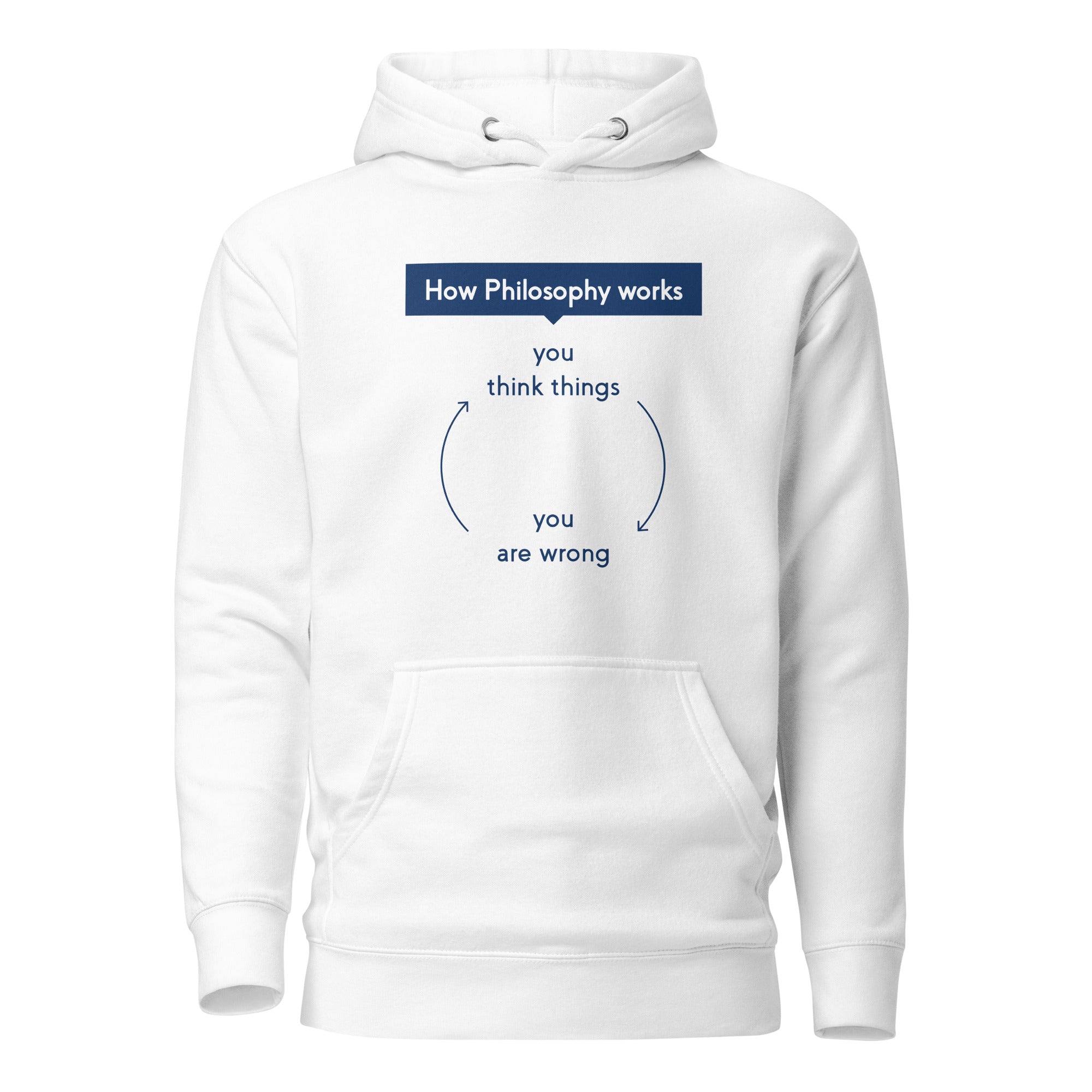 How Philosophy works - Premium Hoodie - White - The Philosopher's Shirt
