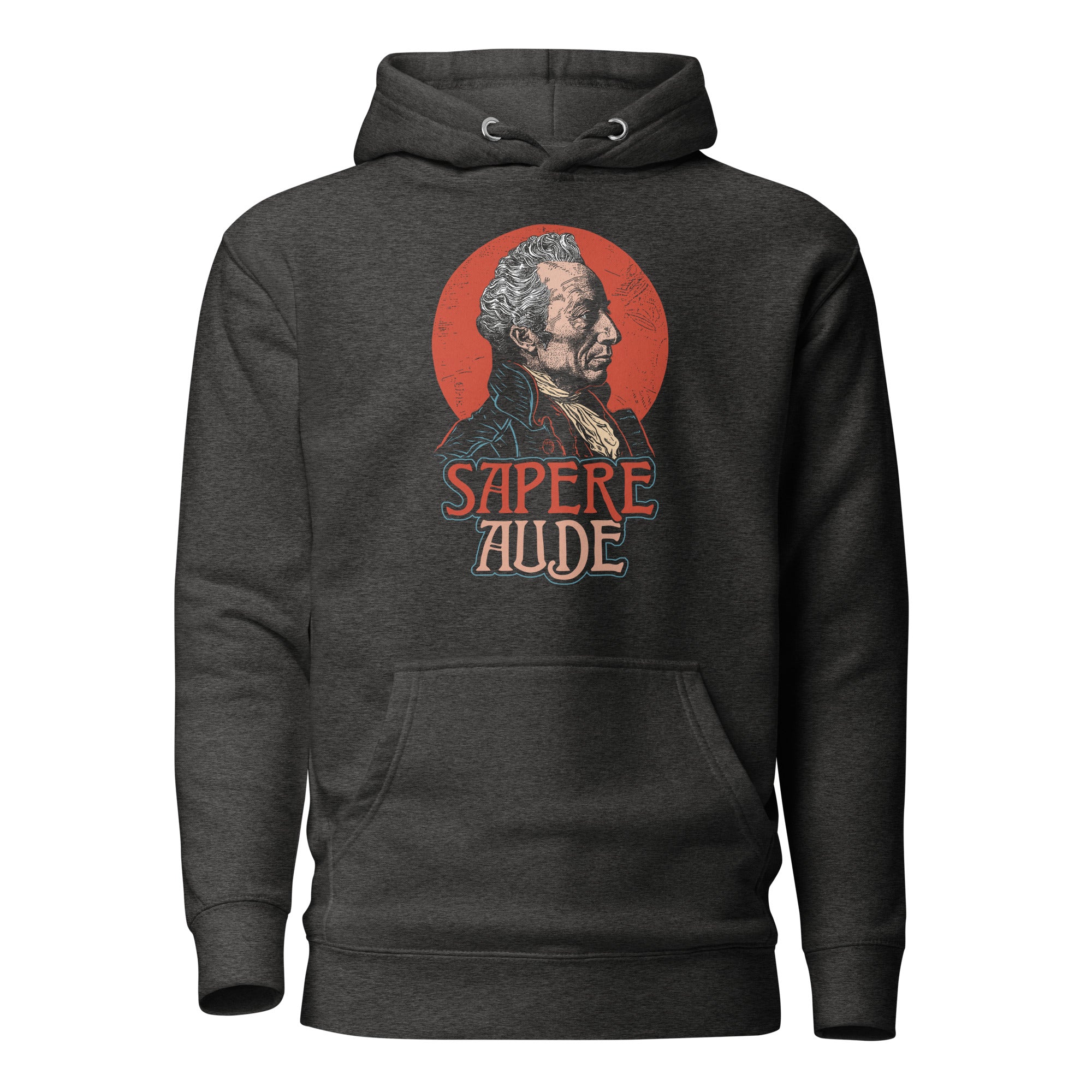Immanuel Kant - Sapere Aude - Premium Hoodie - Charcoal Heather - The Philosopher's Shirt
