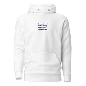 introvertido pero dispuesto a hablar de filosofía - Bordado - Sudadera con capucha Premium