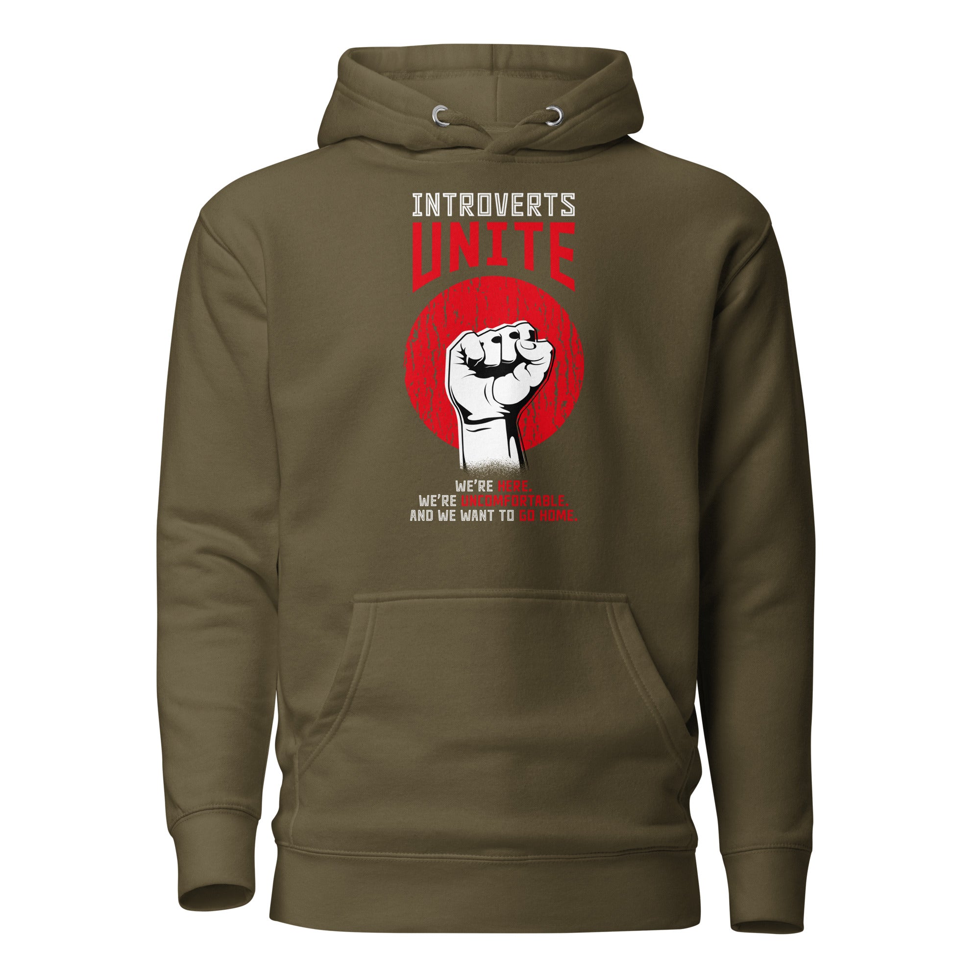 Introverts unite! - Premium Hoodie - Military Green - The Philosopher's Shirt