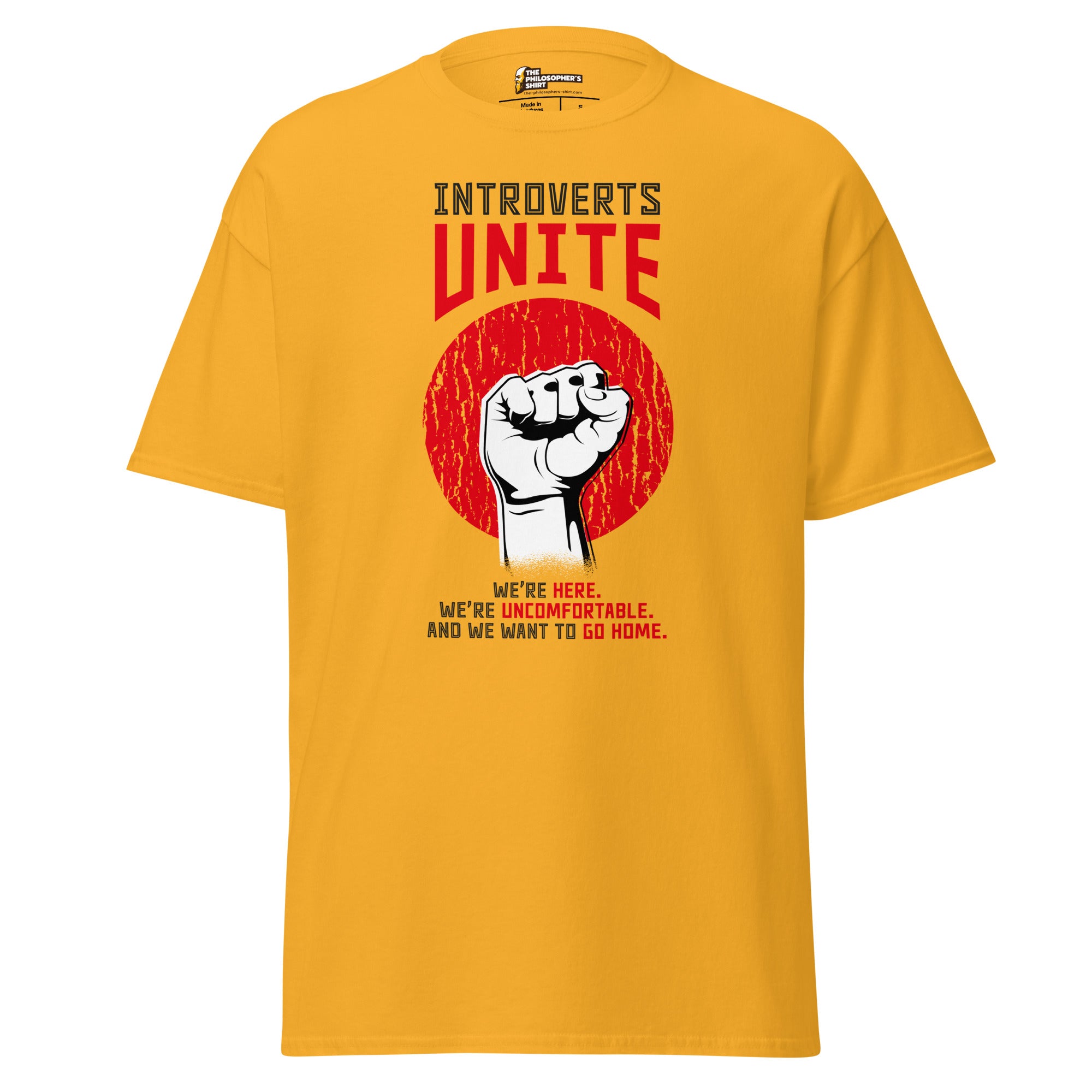 Introverts unite! - Unisex Classic T-Shirt - Gold - The Philosopher's Shirt