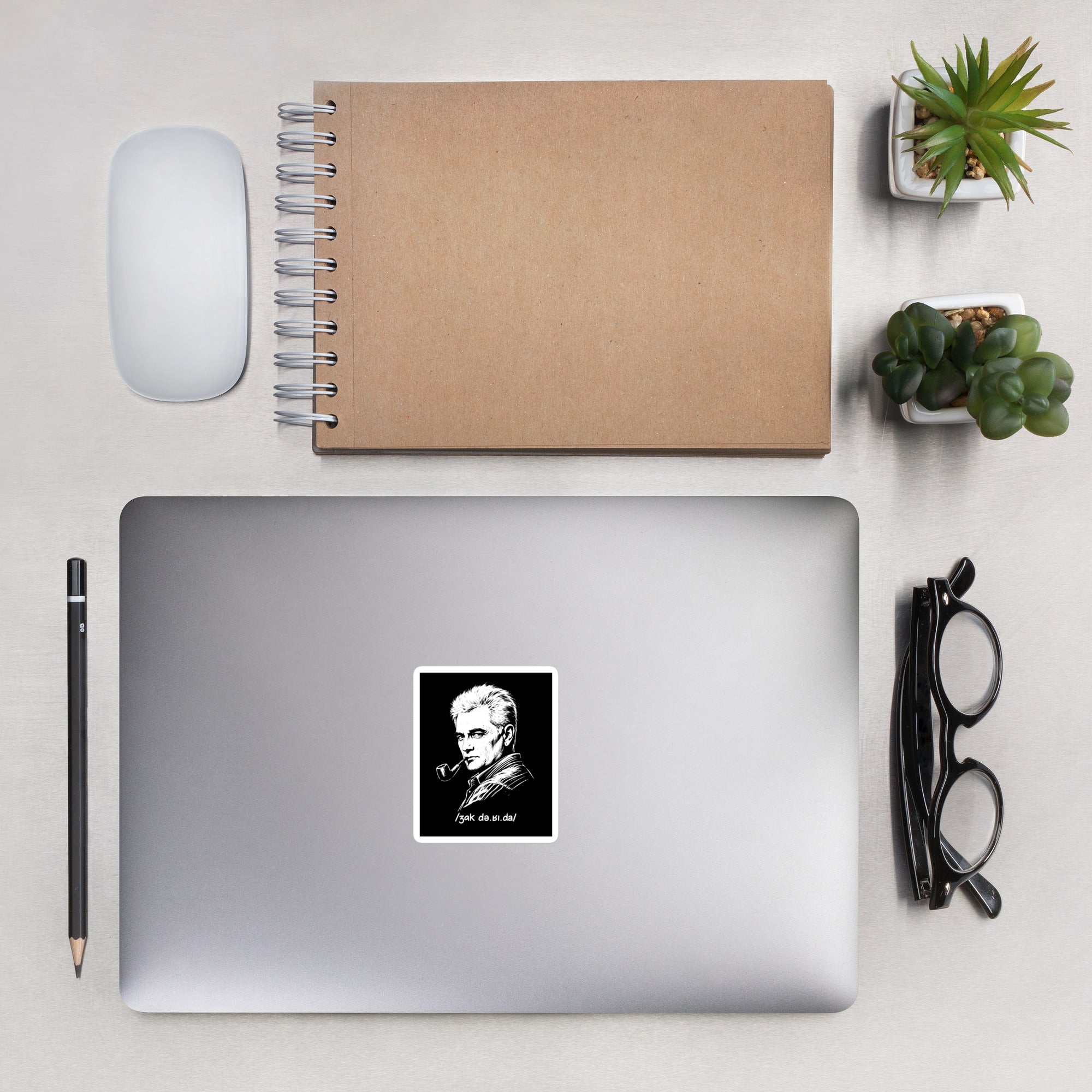 Jacques Derrida Portrait - Sticker - The Philosopher's Shirt