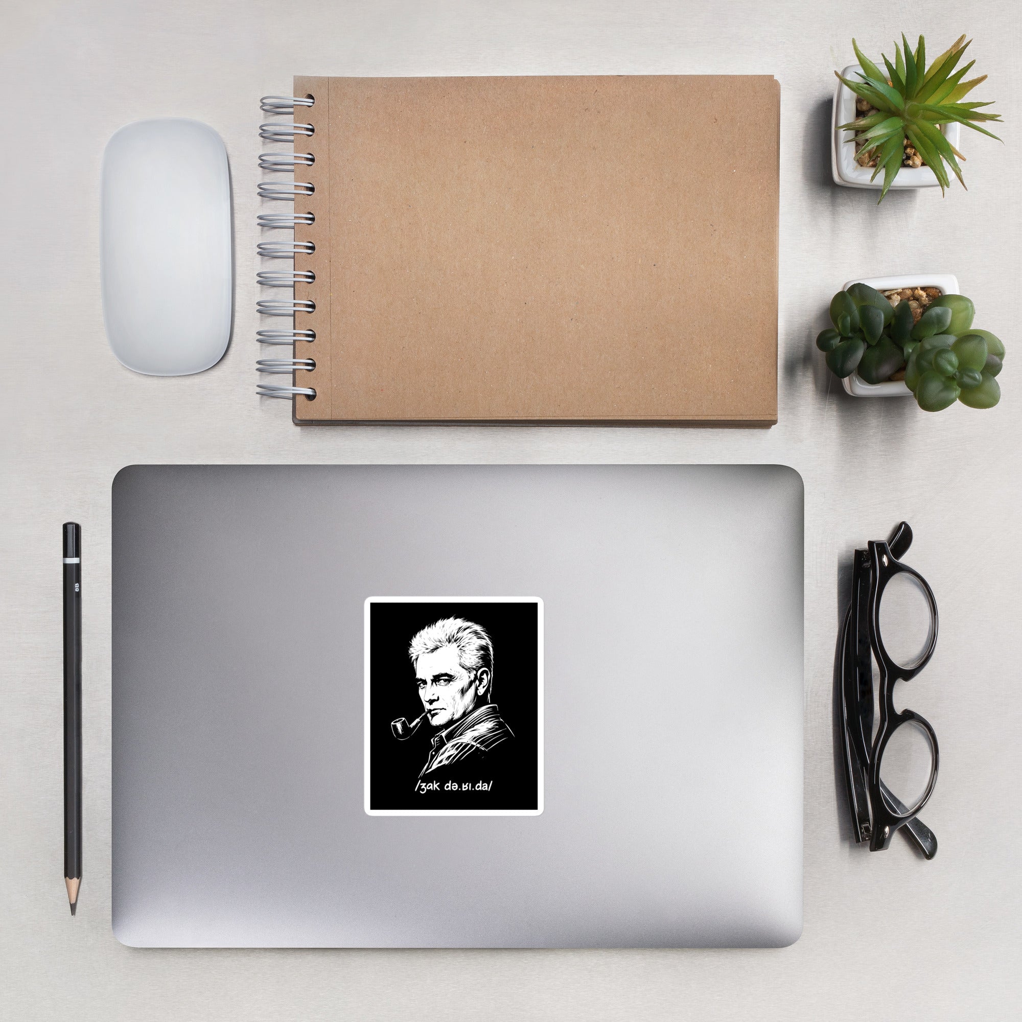 Jacques Derrida Portrait - Sticker - The Philosopher's Shirt