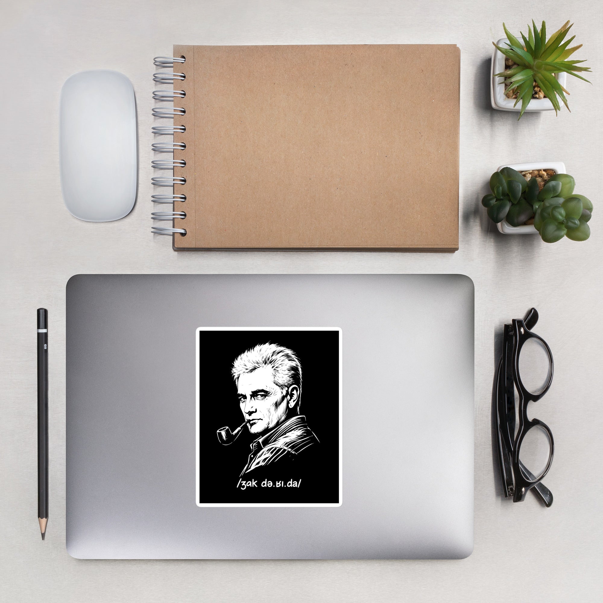 Jacques Derrida Portrait - Sticker - The Philosopher's Shirt