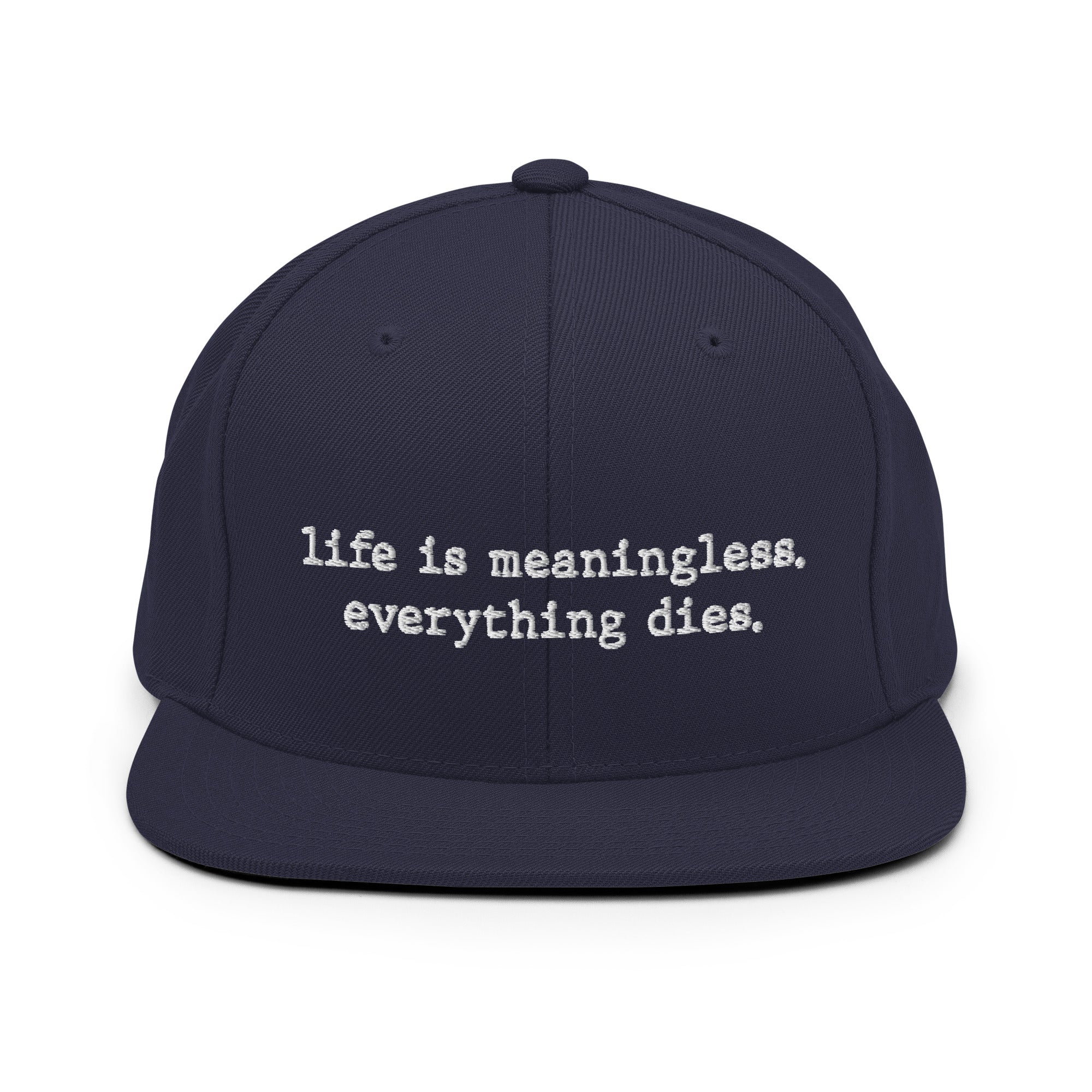 Life is meaningless, Everything dies - Snapback Hat - The Philosopher's Shirt