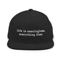 Life is meaningless, Everything dies - Snapback Hat - Black