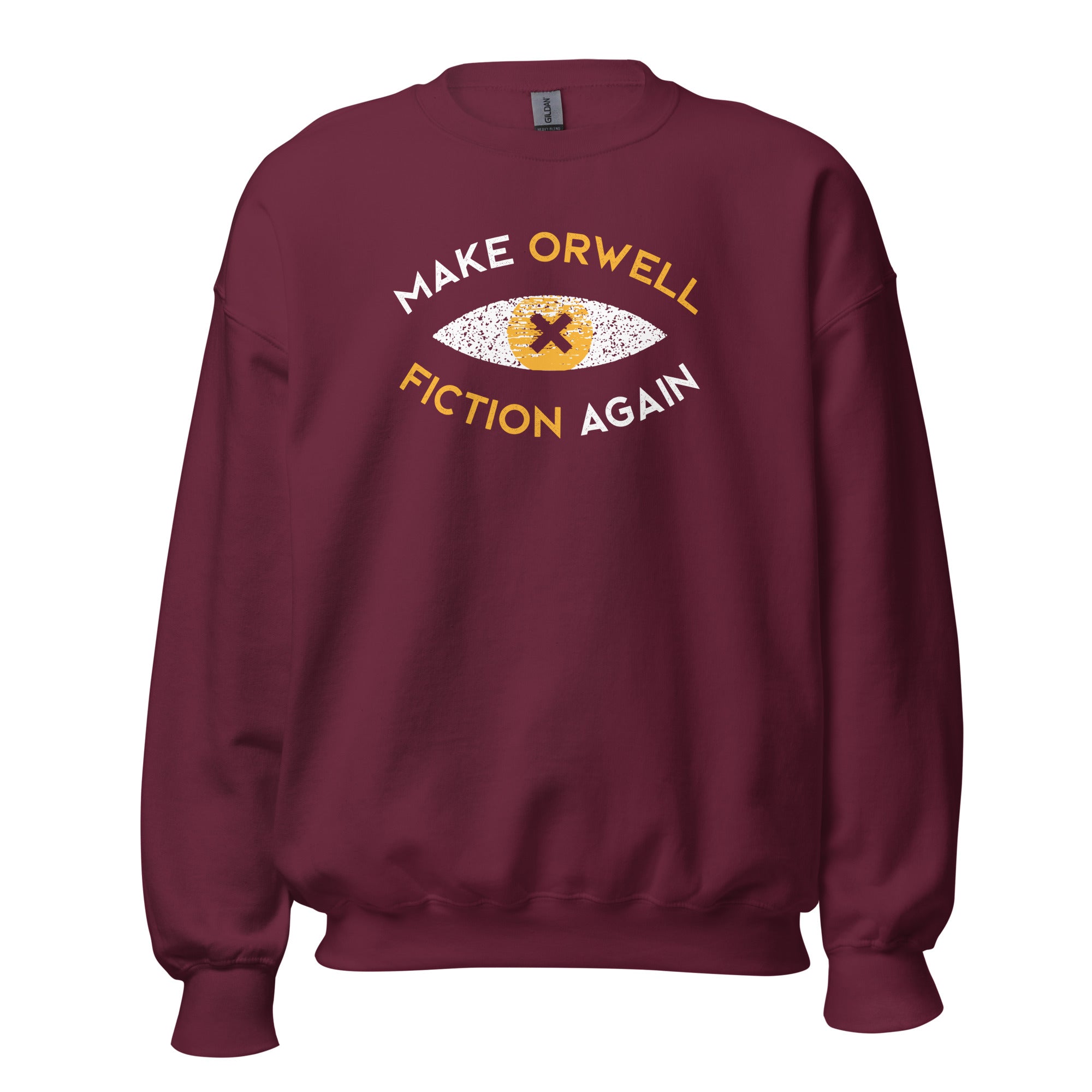 Make Orwell Fiction Again Recon Eye - Sweatshirt - Maroon - The Philosopher's Shirt