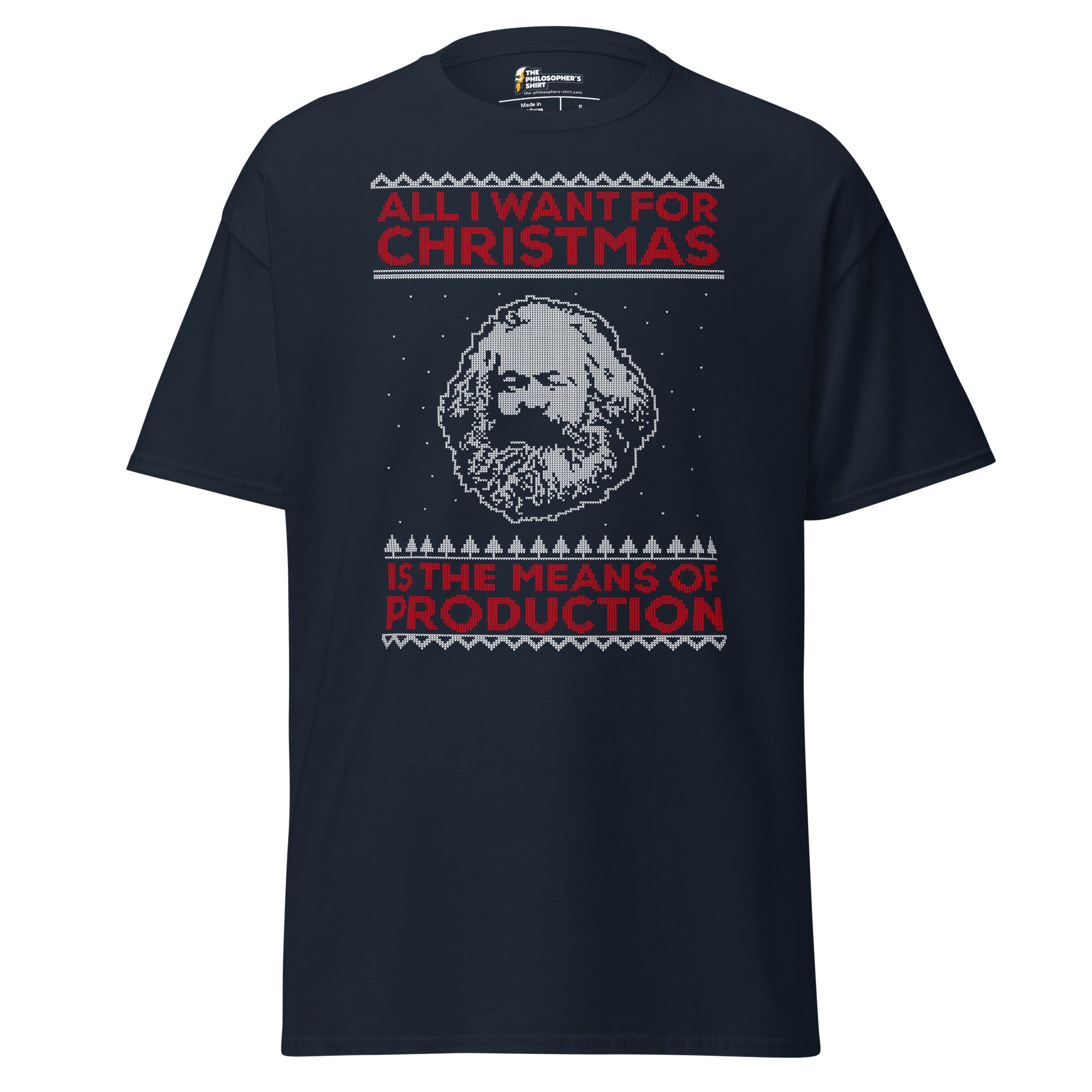 Marx - All I Want For Christmas Is The Means Of Production - Unisex Classic T-Shirt - Navy - The Philosopher's Shirt