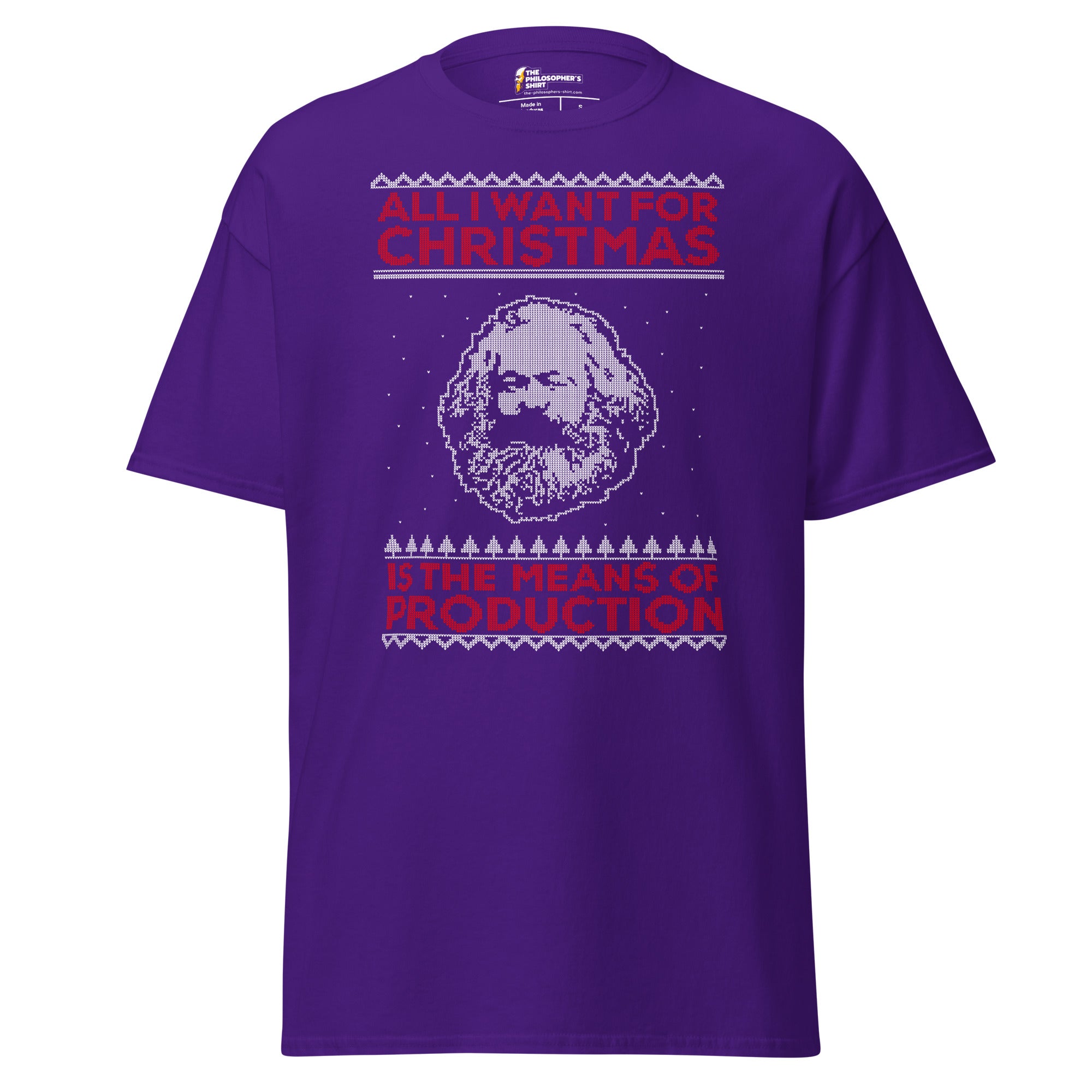 Marx - All I Want For Christmas Is The Means Of Production - Unisex Classic T-Shirt - Purple - The Philosopher's Shirt