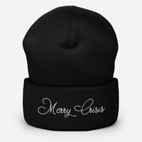 Merry Crisis - Embroidered Beanie Hat - Black