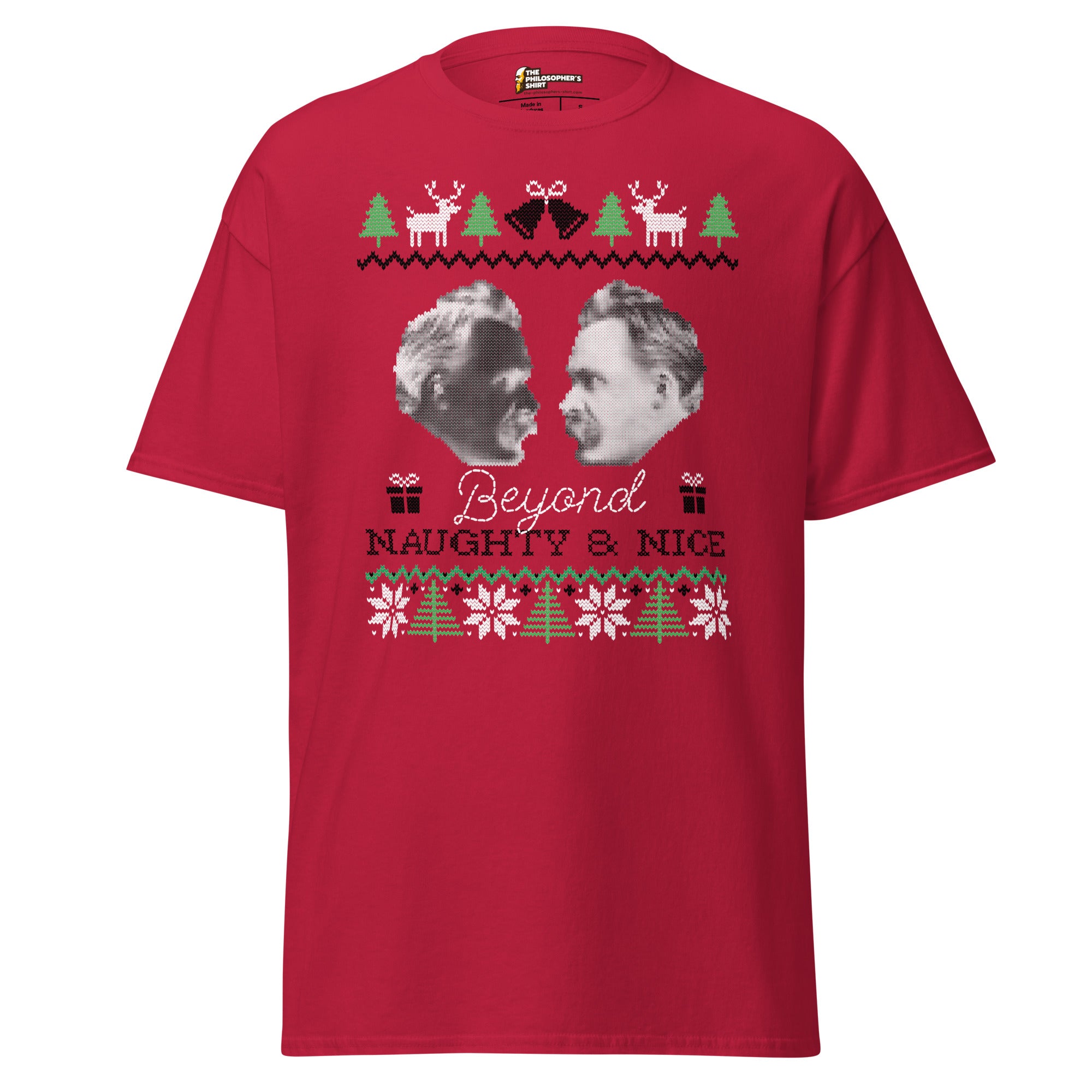 Nietzsche - Beyond naughty and nice - Unisex Classic T-Shirt - Cardinal - The Philosopher's Shirt