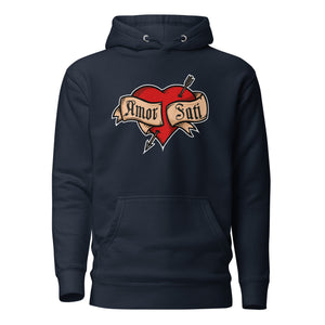 Nietzsche Fatalismo Amor Fati Tattoo Cuore - Felpa con cappuccio Premium