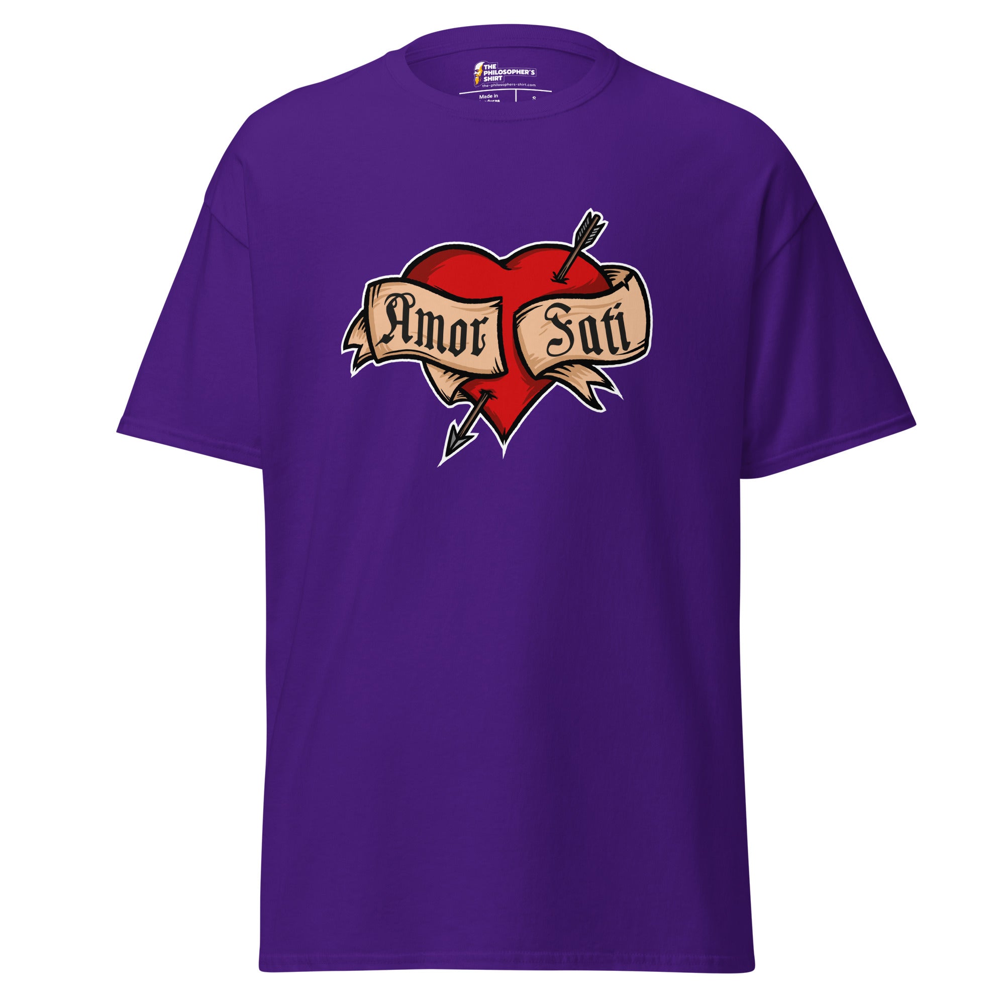 Nietzsche Fatalism Amor Fati Tattoo Heart - Unisex Classic T-Shirt - Purple - The Philosopher's Shirt