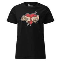 Nietzsche Fatalism Amor Fati Tattoo Heart - Women’s T-shirt - Black / S