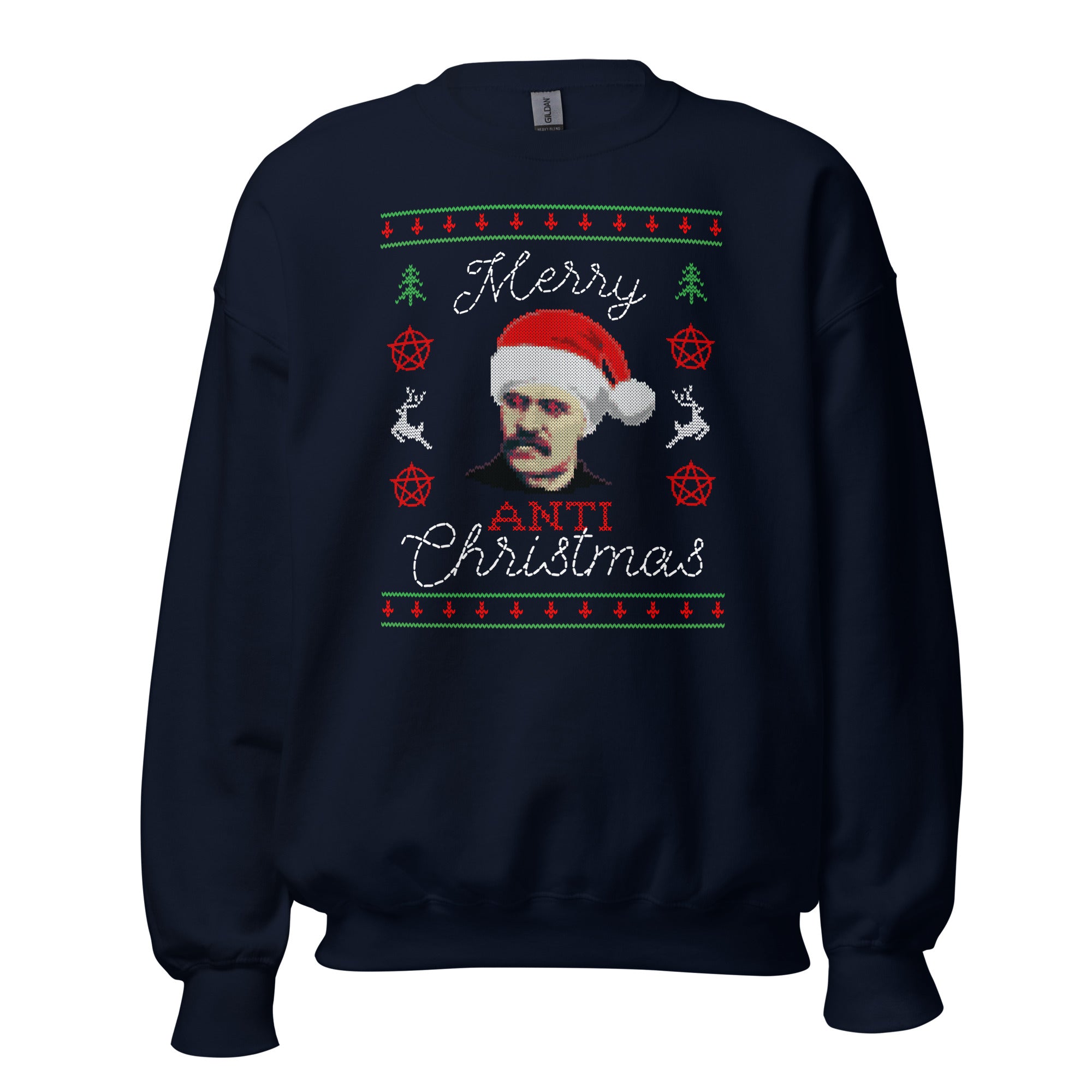 Nietzsche: Merry Anti-Christmas - Sweatshirt - Navy - The Philosopher's Shirt
