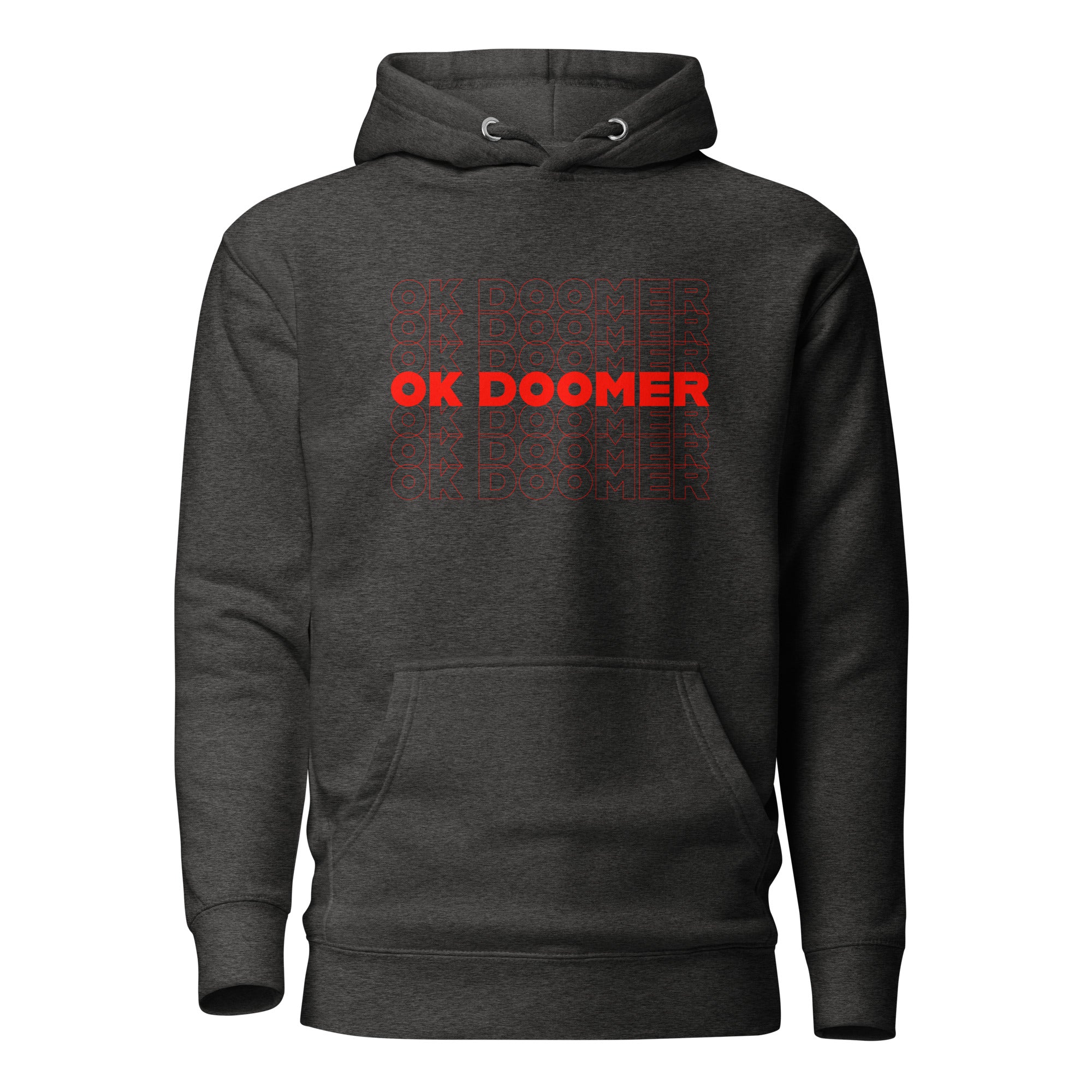 OK DOOMER - Premium Hoodie - Charcoal Heather - The Philosopher's Shirt